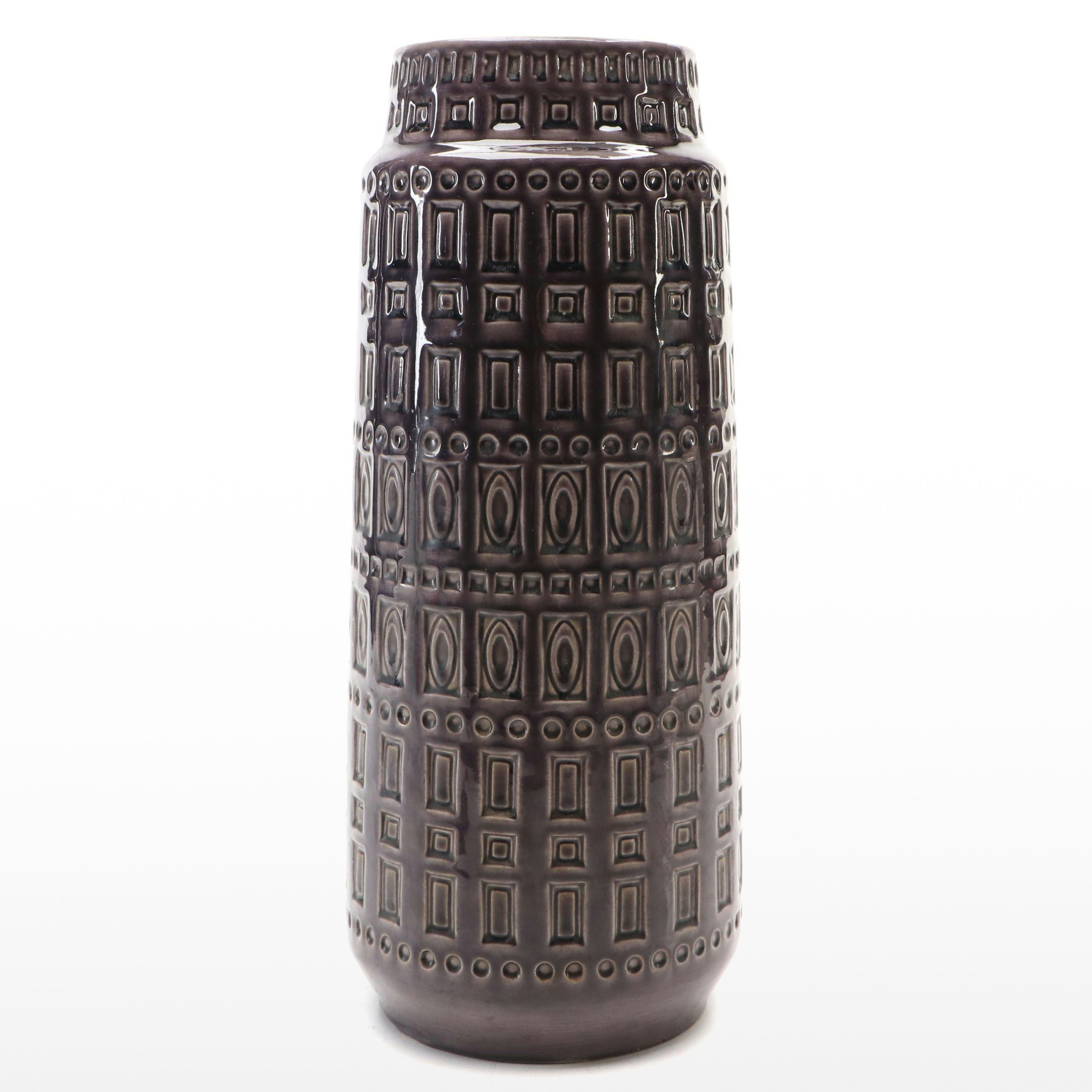 Scheurich Mid Century Modern West German Geometric Purple Vase