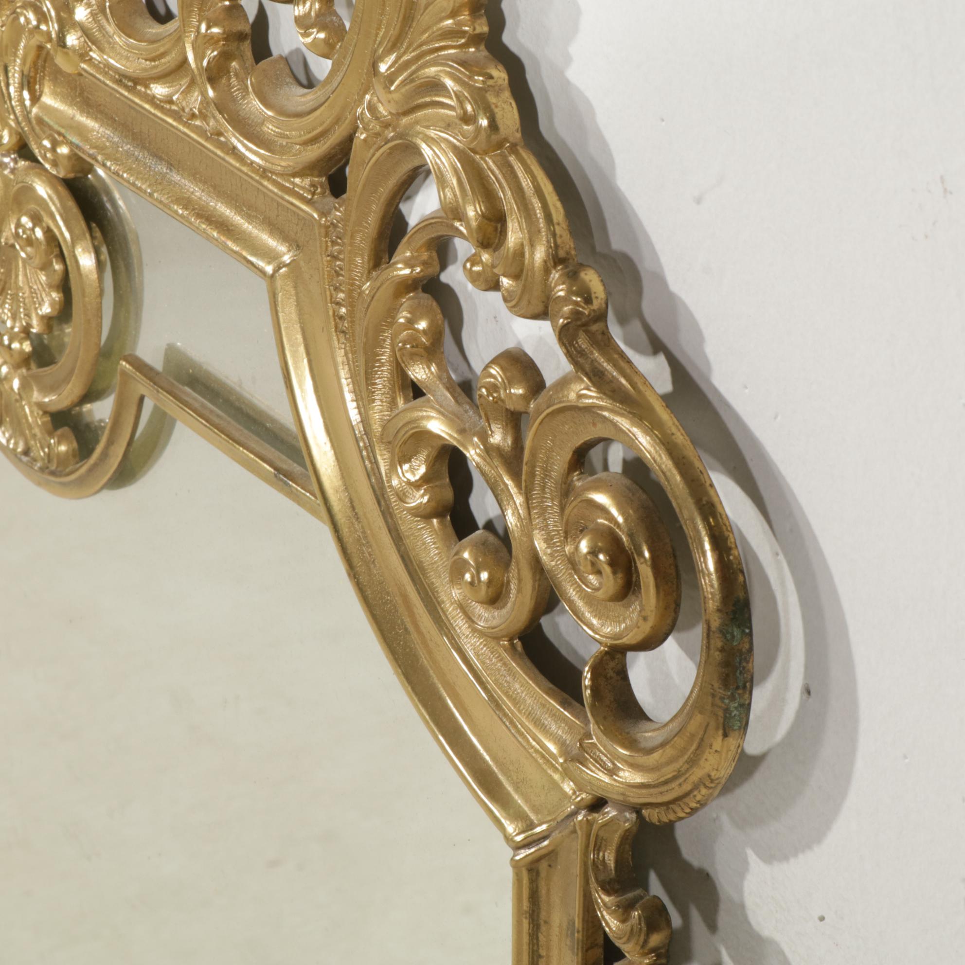 Louis XV Style Brass Framed Wall Mirror, Early to Mid-20th Century
