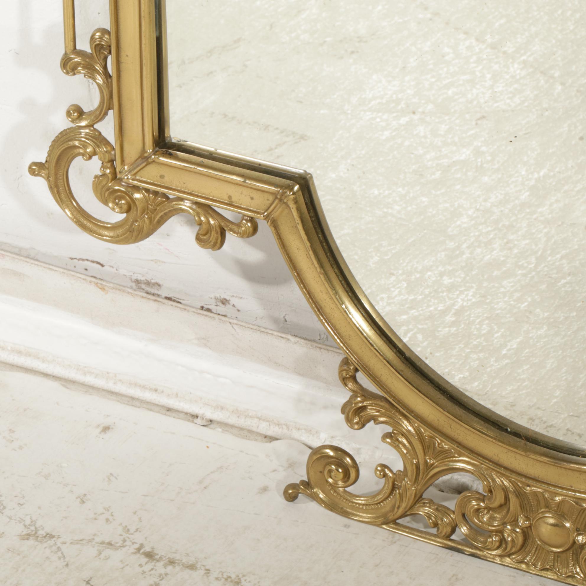 Louis XV Style Brass Framed Wall Mirror, Early to Mid-20th Century