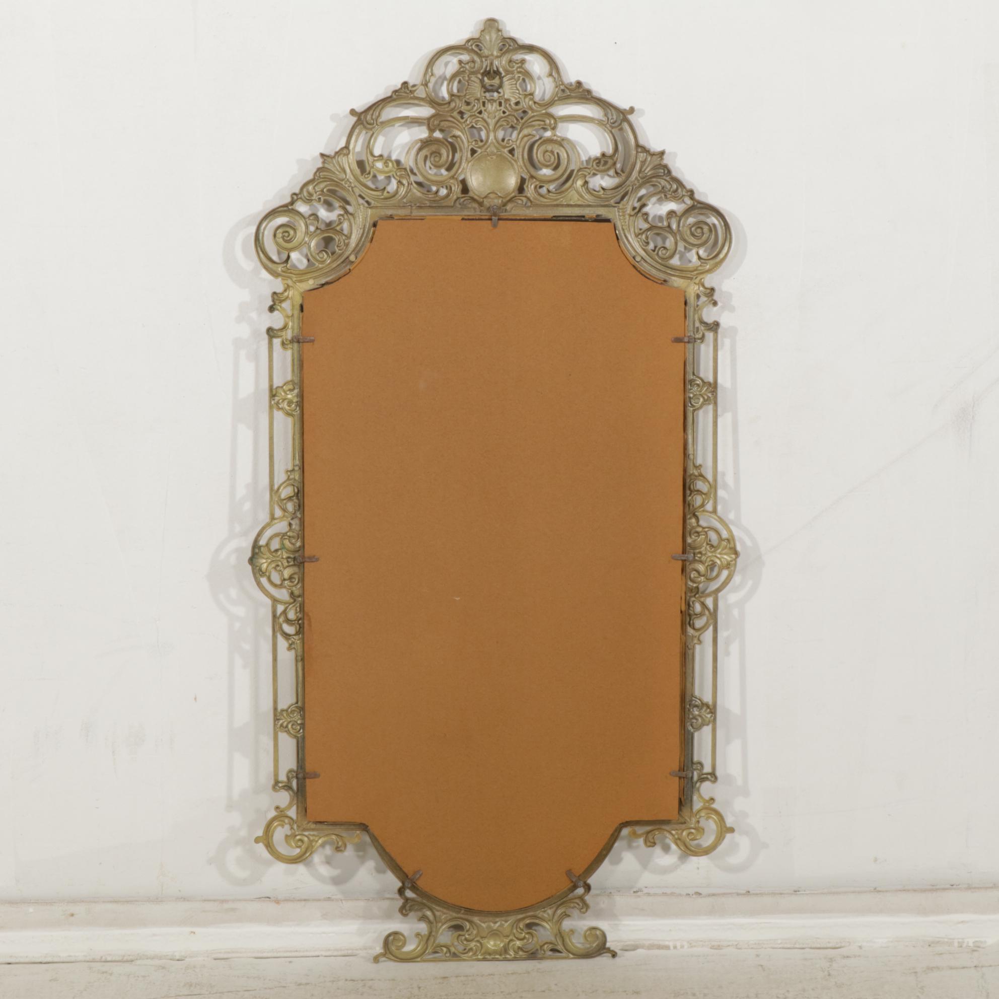 Louis XV Style Brass Framed Wall Mirror, Early to Mid-20th Century