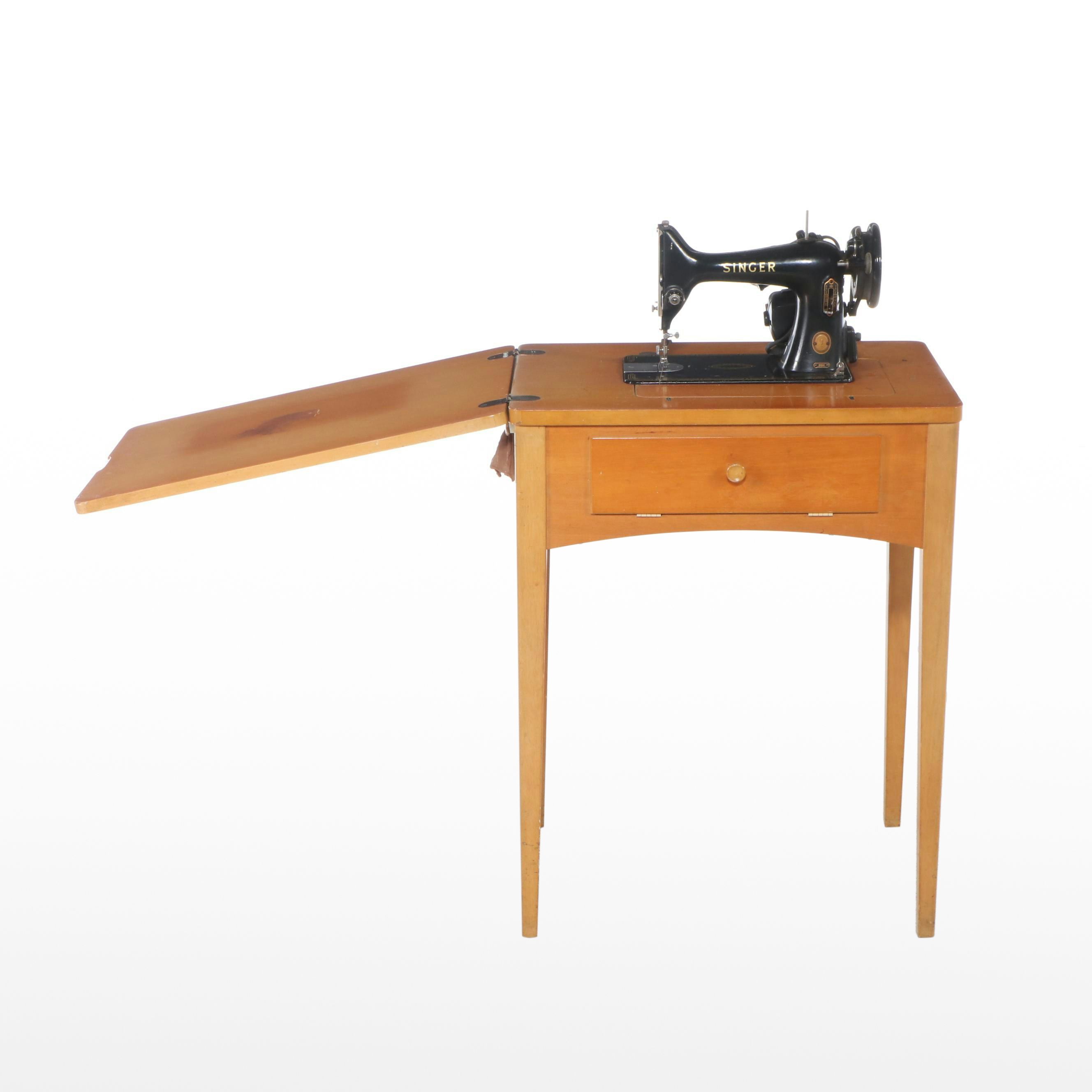 Singer Model 99K Sewing Machine with Maple Sewing Table, 1955