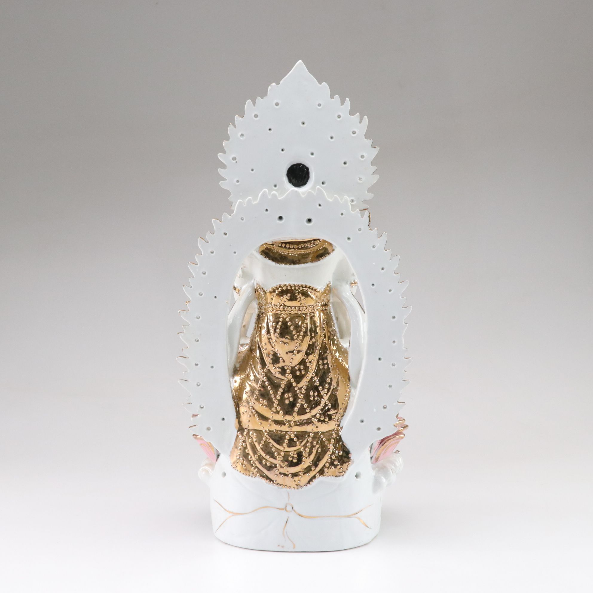 Chinese Guan Yin Seated Gilt Porcelain Figurine