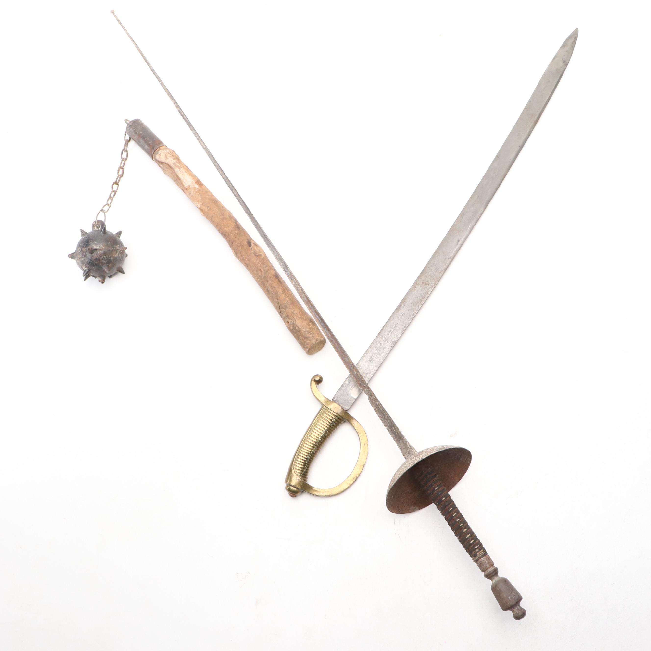 Fencing Foil, Cavalry Saber and One-Handed Flail