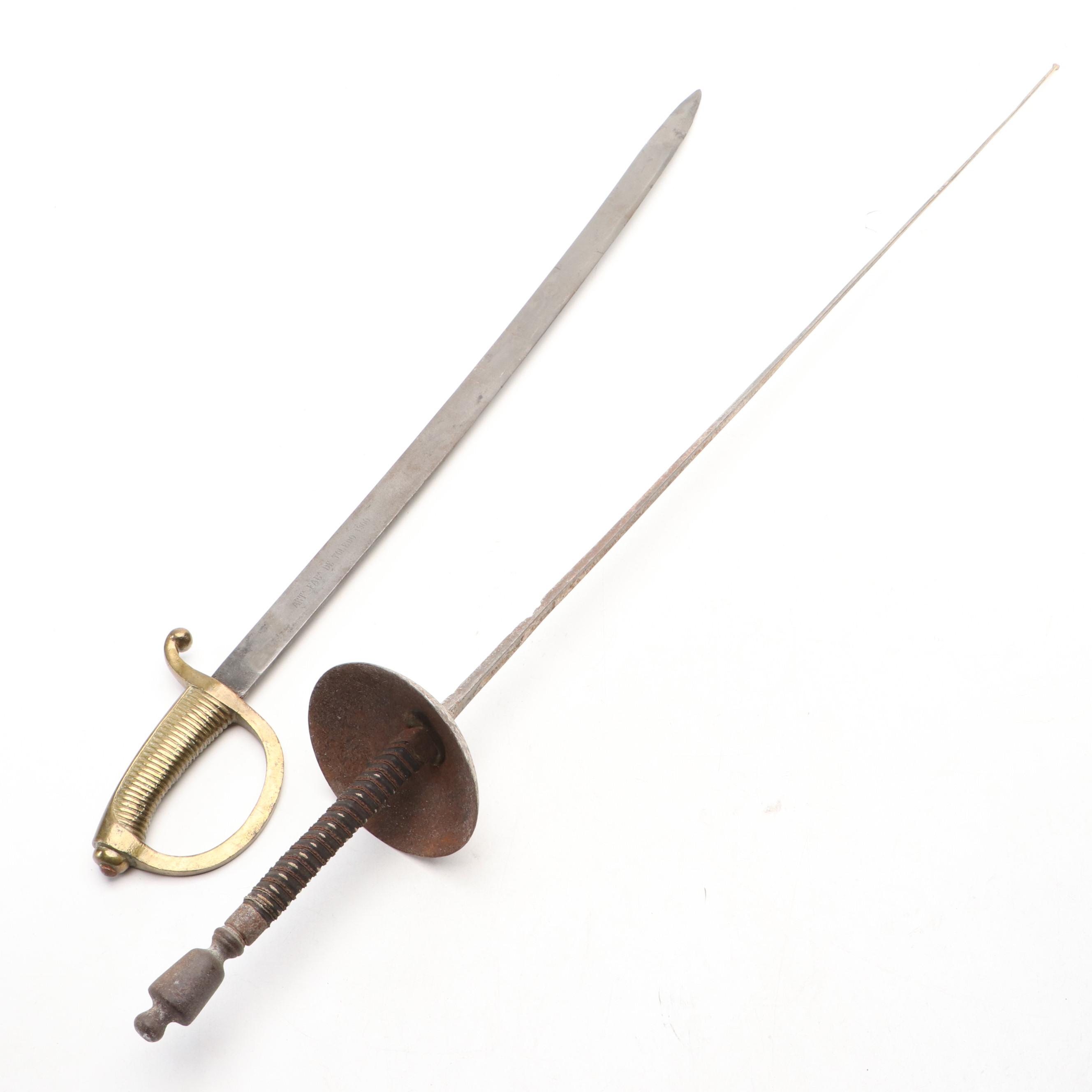 Fencing Foil, Cavalry Saber and One-Handed Flail