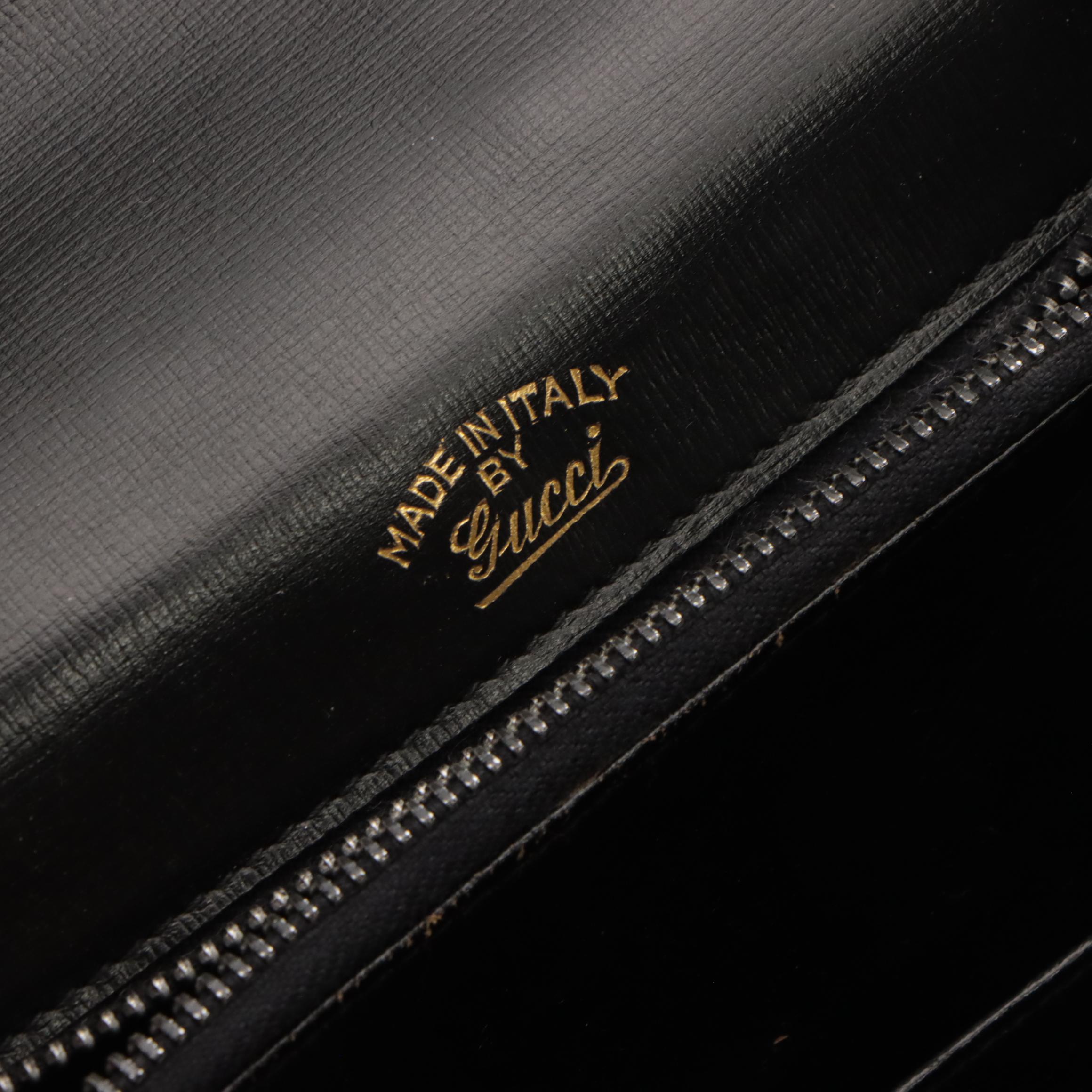 Gucci Vintage Front Flap Two-Way Bag in Black Calfskin Leather