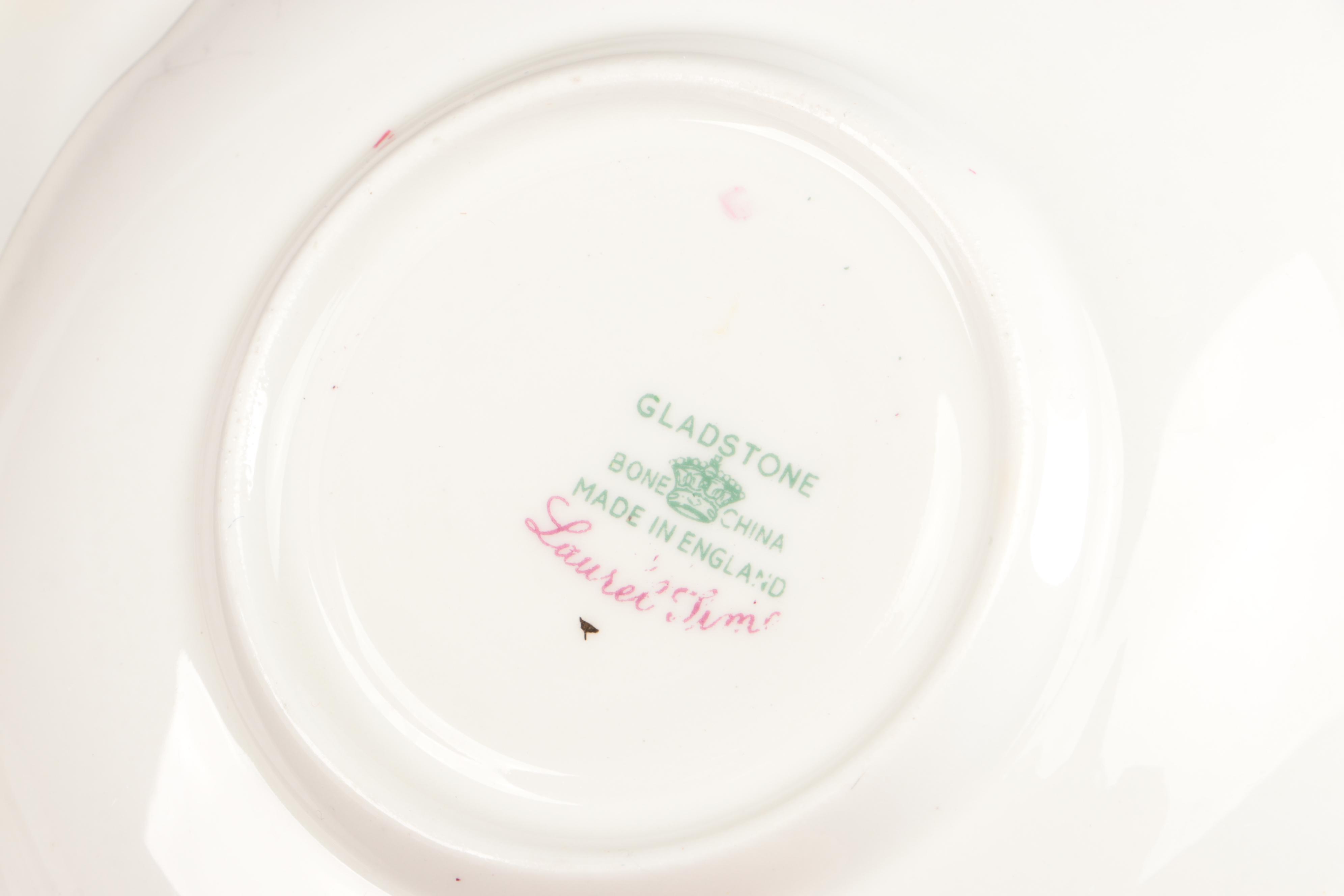 Vintage Floral Pattern Teacups with Saucers and Other Table Accessories