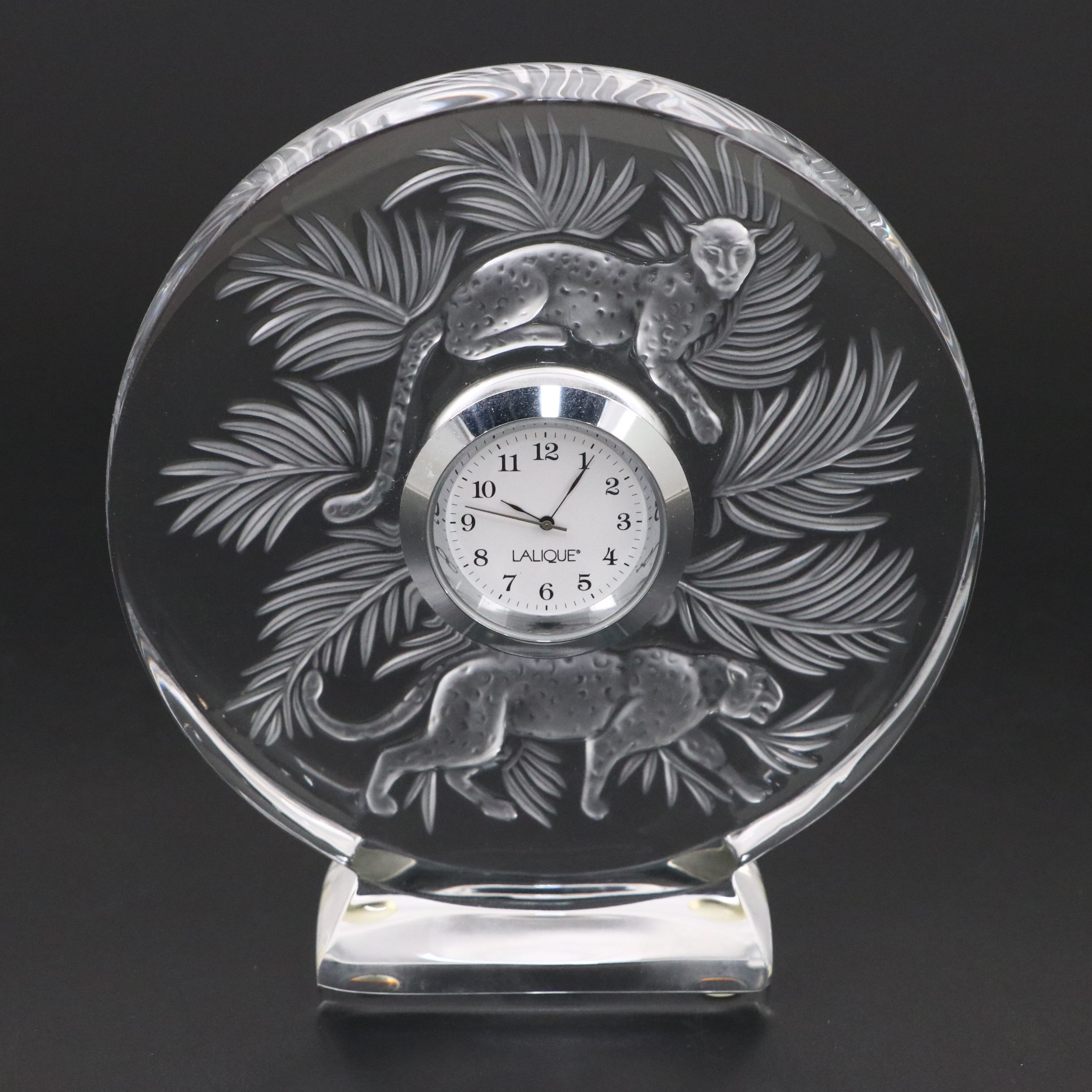 Lalique "Jungle" Frosted and Clear Crystal Clock