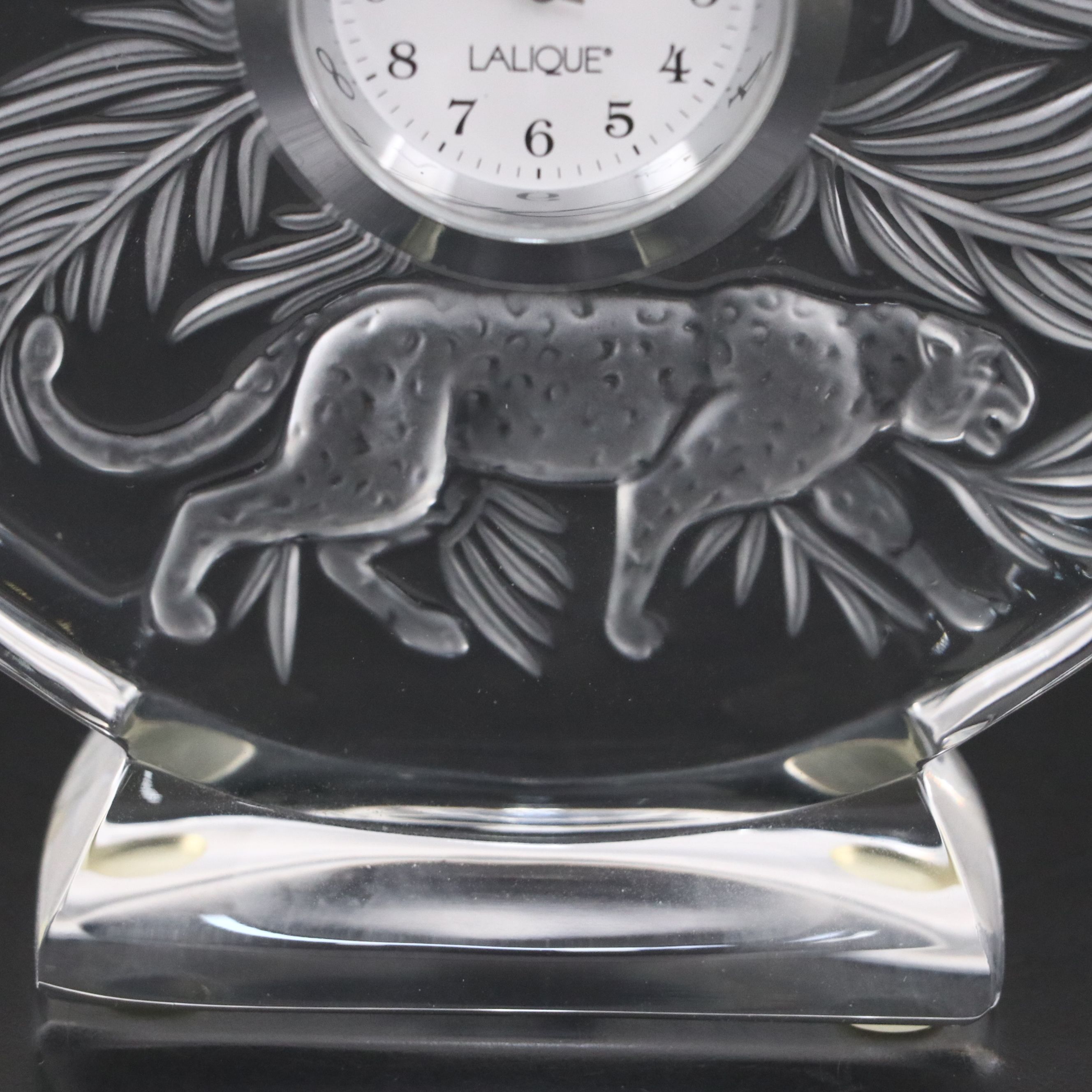 Lalique "Jungle" Frosted and Clear Crystal Clock