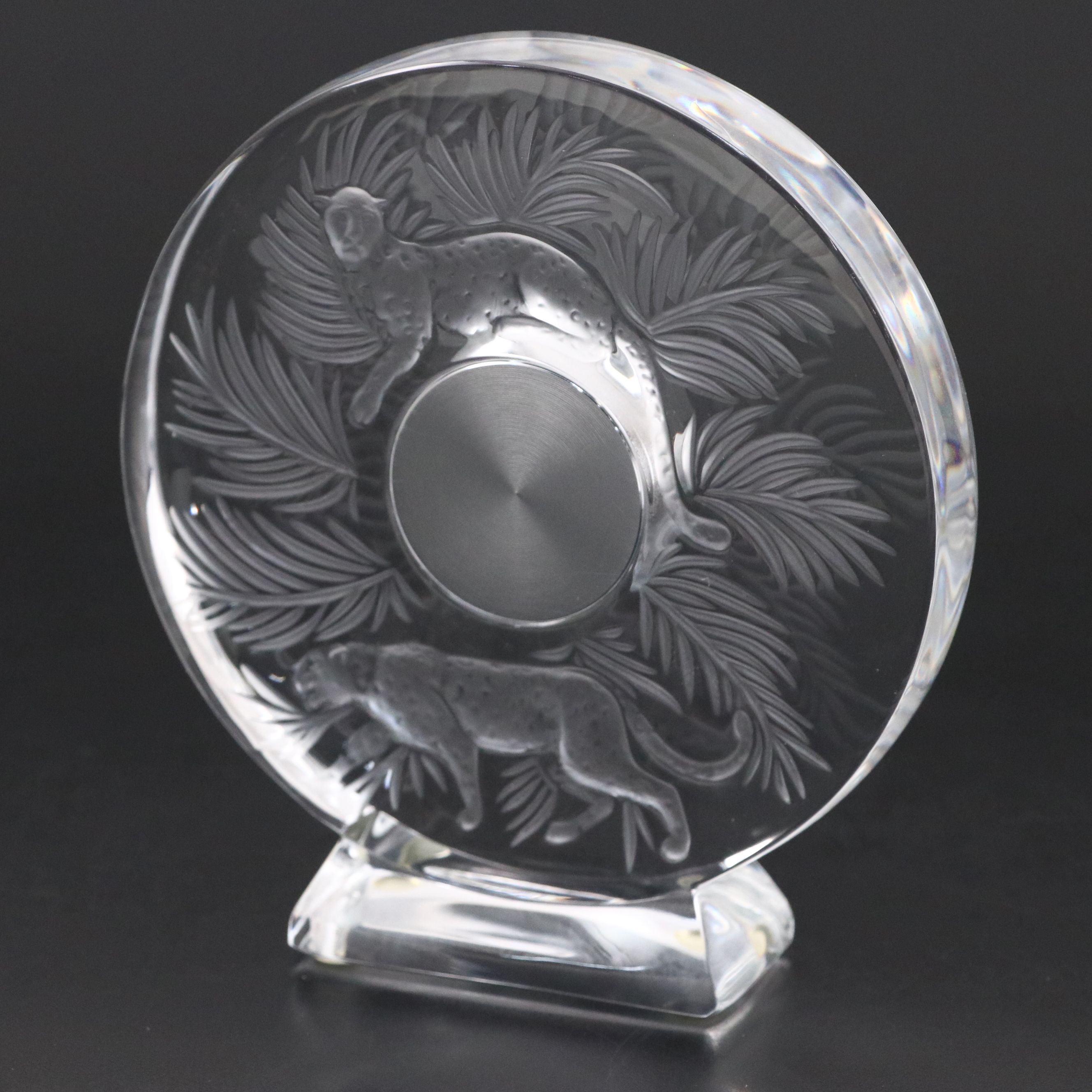 Lalique "Jungle" Frosted and Clear Crystal Clock