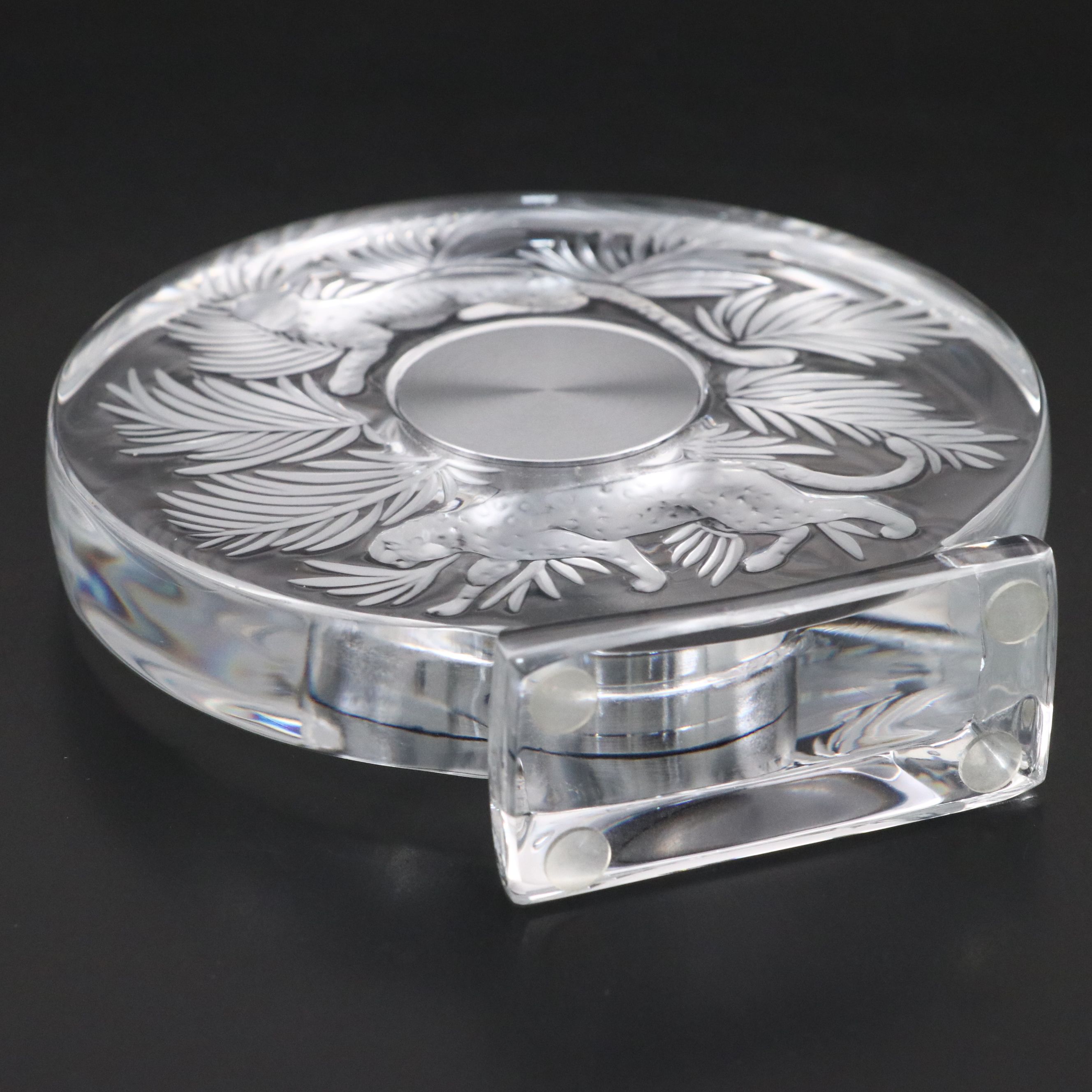 Lalique "Jungle" Frosted and Clear Crystal Clock