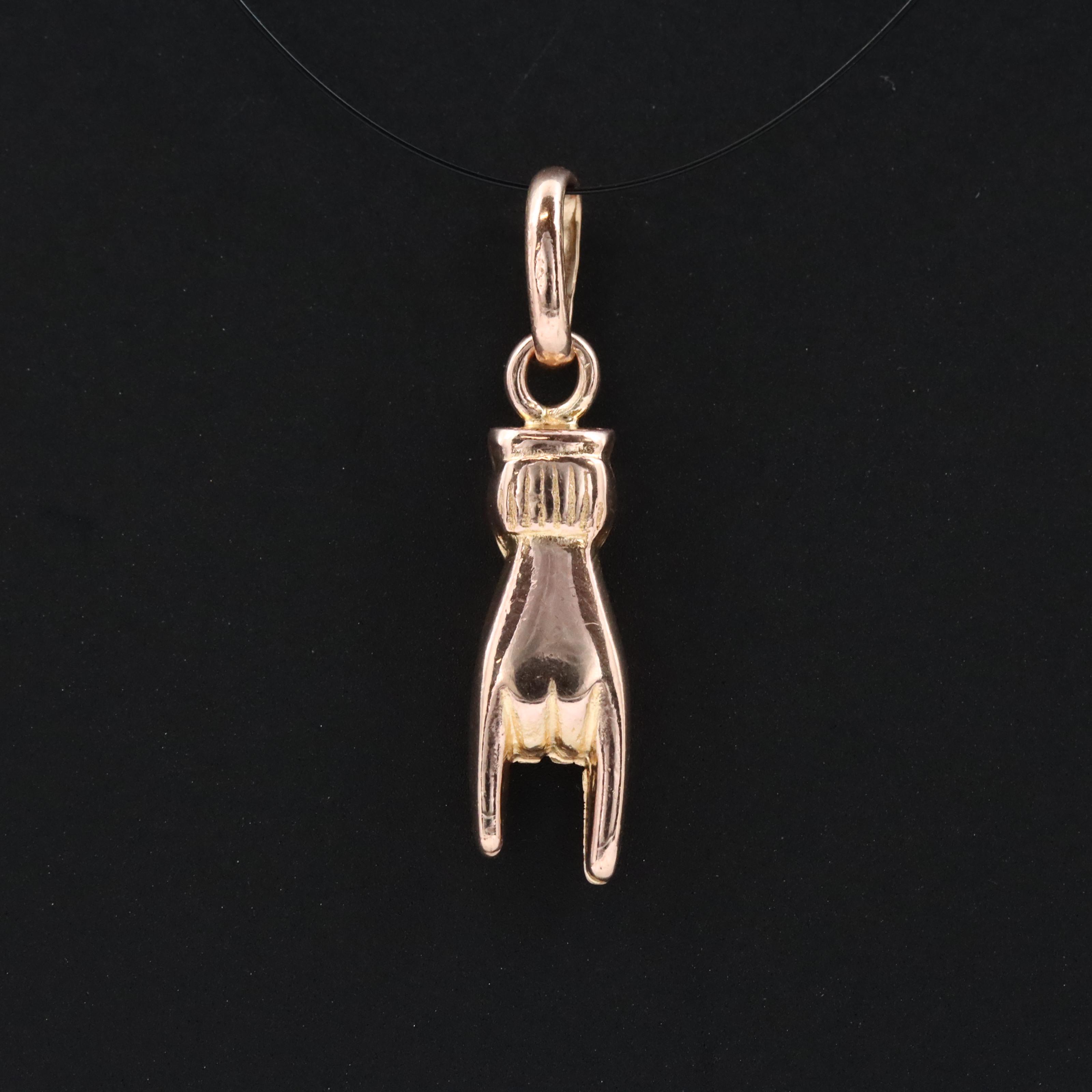 12K Rose Gold Le Corna (Sign of the Horns) Charm Pendant