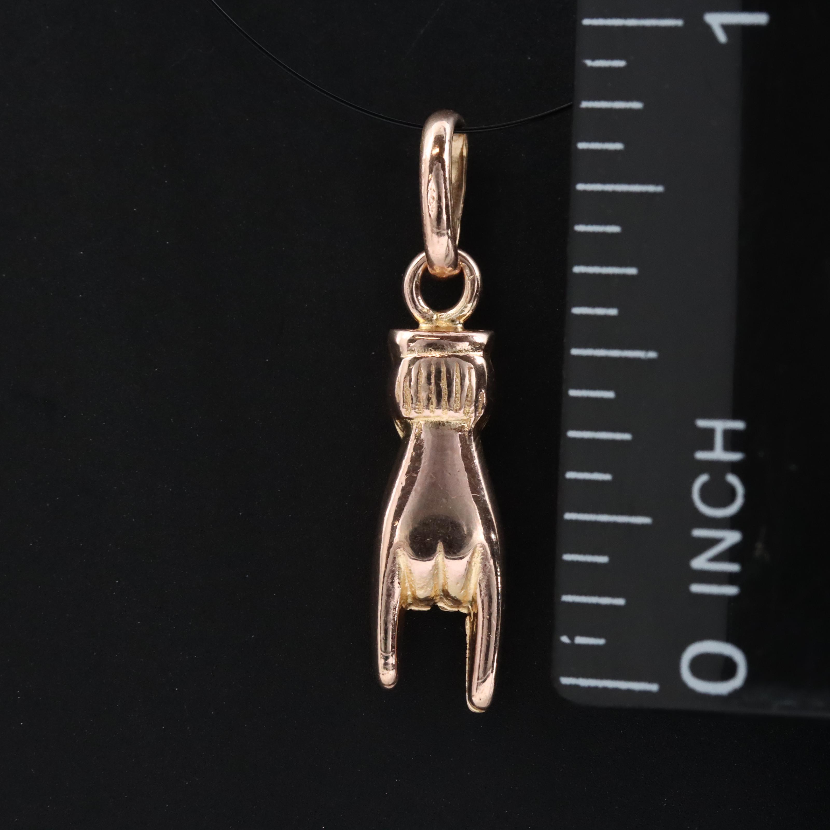 12K Rose Gold Le Corna (Sign of the Horns) Charm Pendant