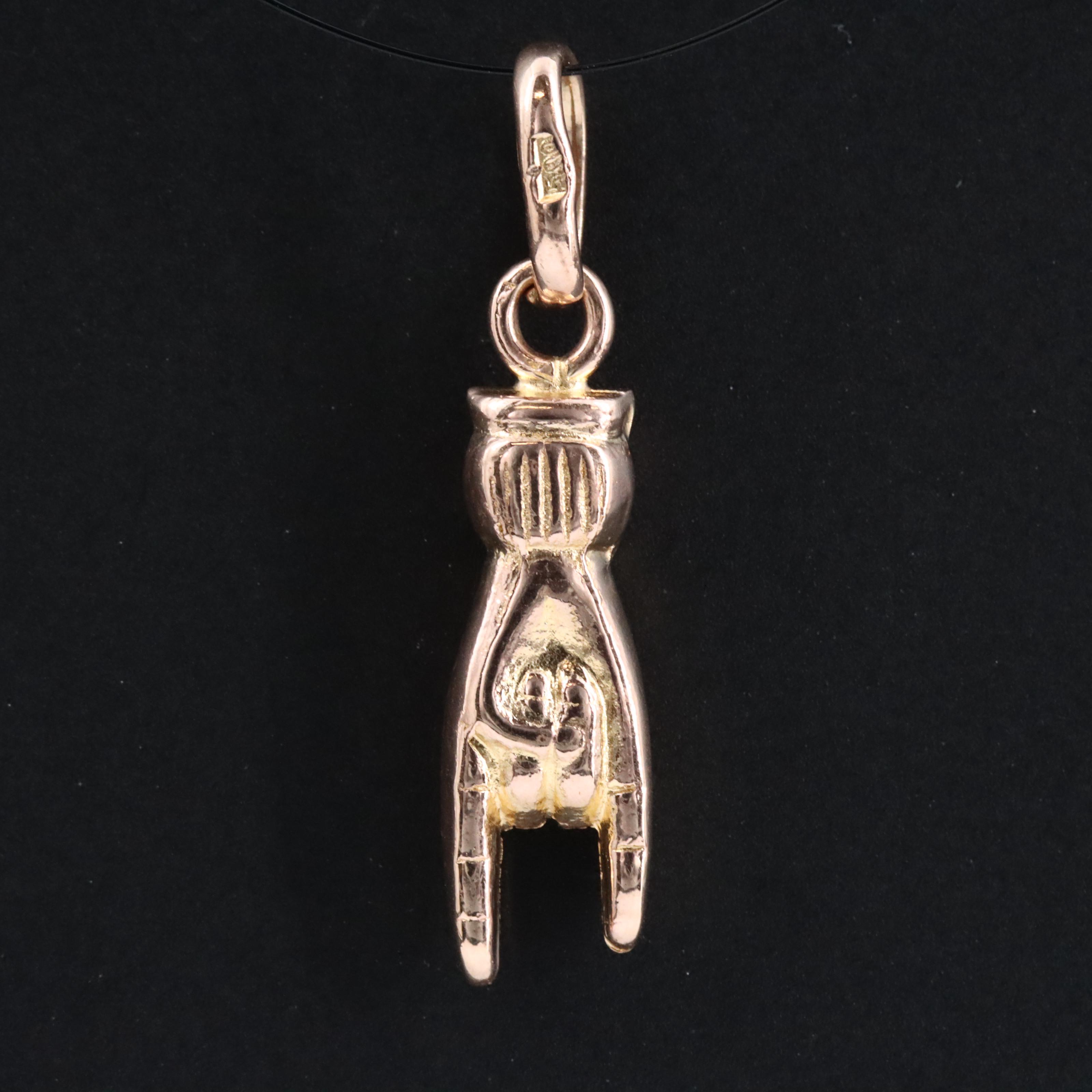12K Rose Gold Le Corna (Sign of the Horns) Charm Pendant