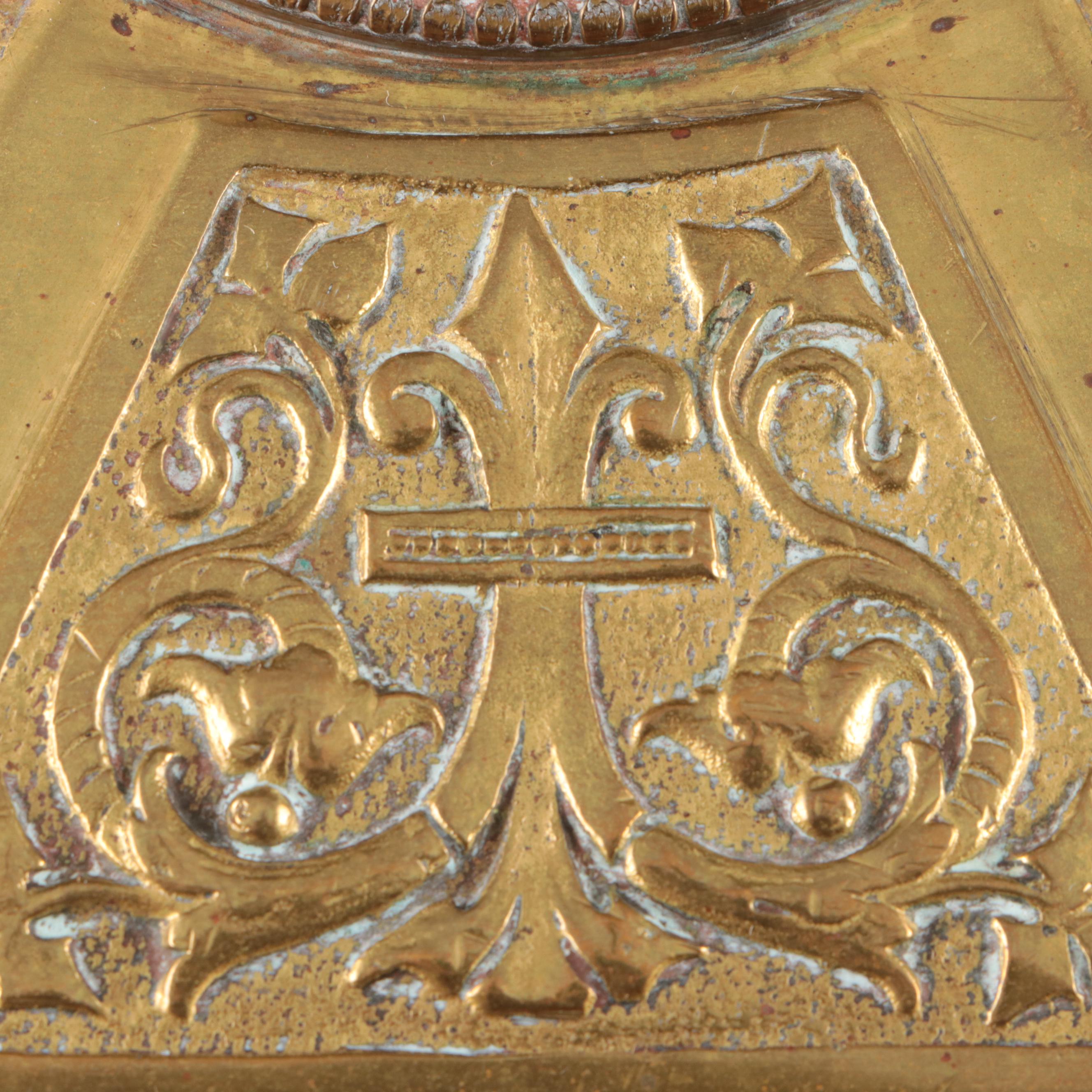 Brass Stag Bookends with French Style Brass Candle Holder Tray