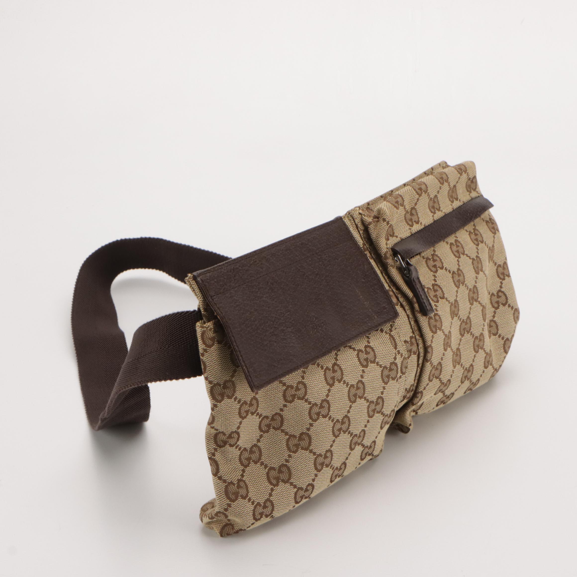 Gucci GG Jacquard Canvas and Cinghiale Leather Belt Bag