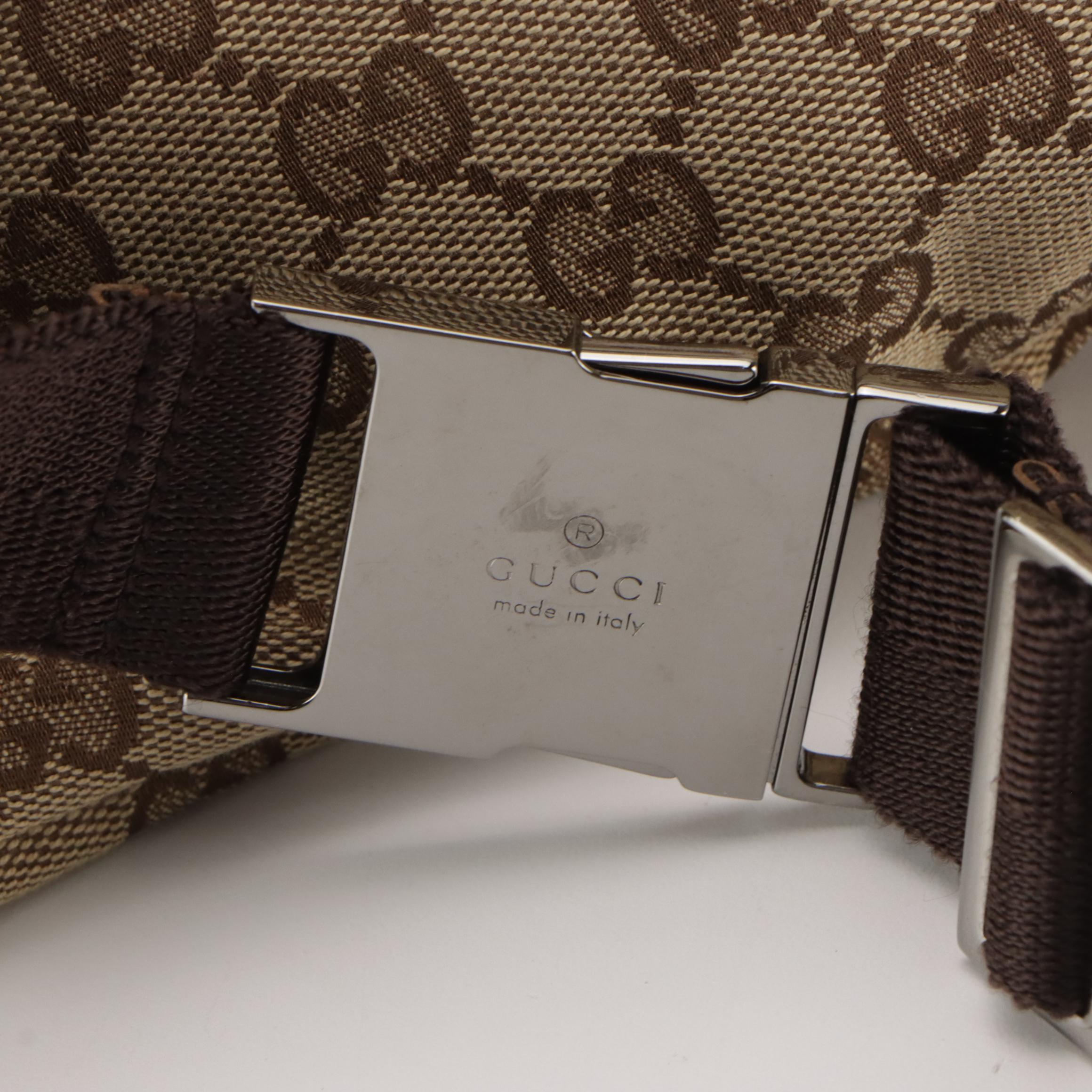 Gucci GG Jacquard Canvas and Cinghiale Leather Belt Bag