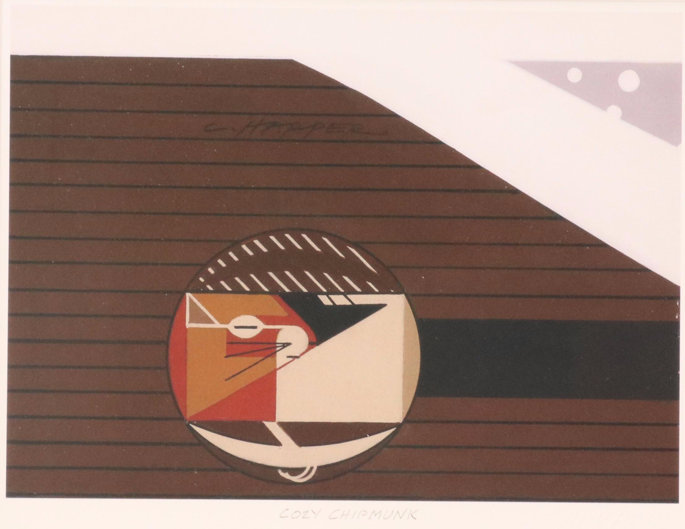 Charley Harper Offset Lithograph "Cozy Chipmunk"