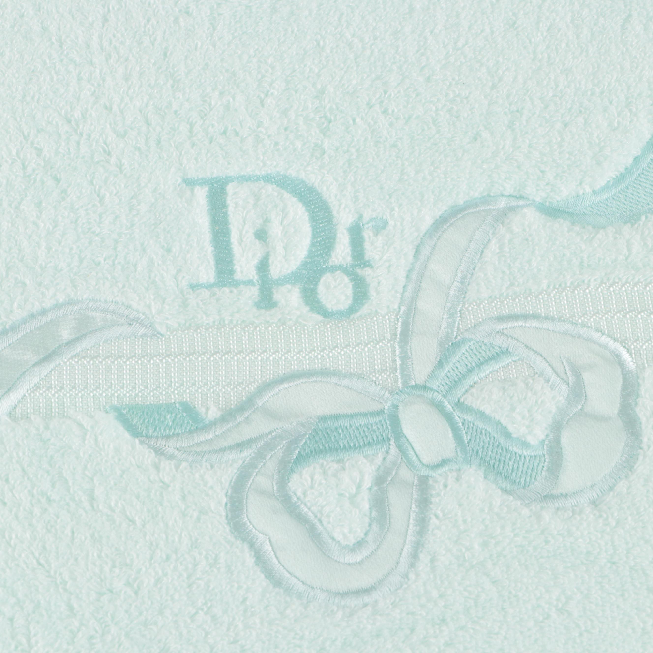 Christian Dior Linge de Maison Aqua Blue Bow Embroidered Bath Towel in Box