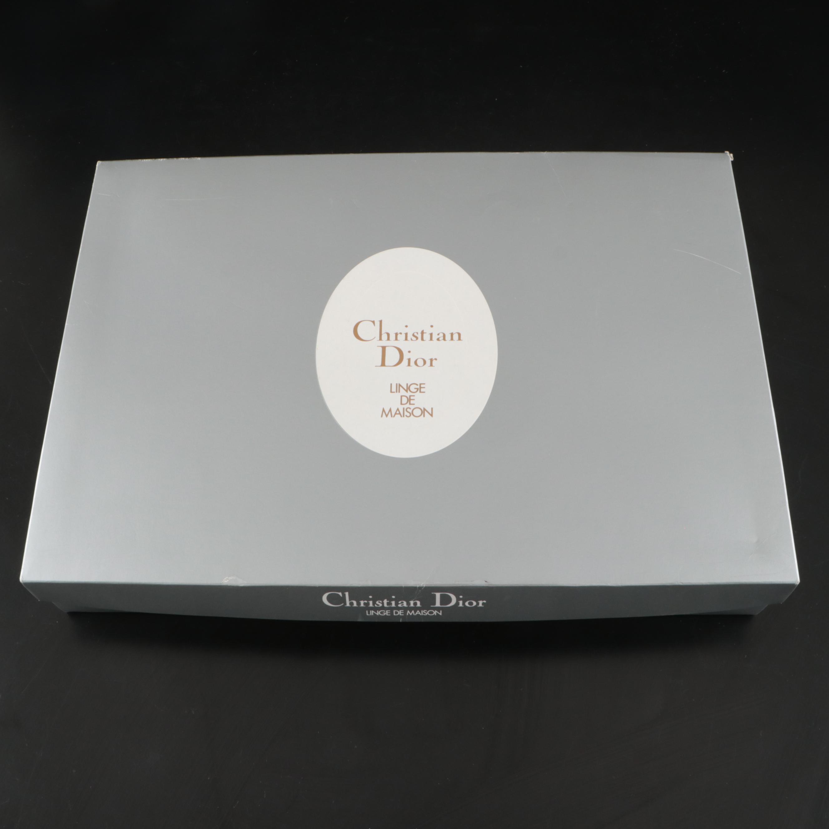 Christian Dior Linge de Maison Aqua Blue Bow Embroidered Bath Towel in Box