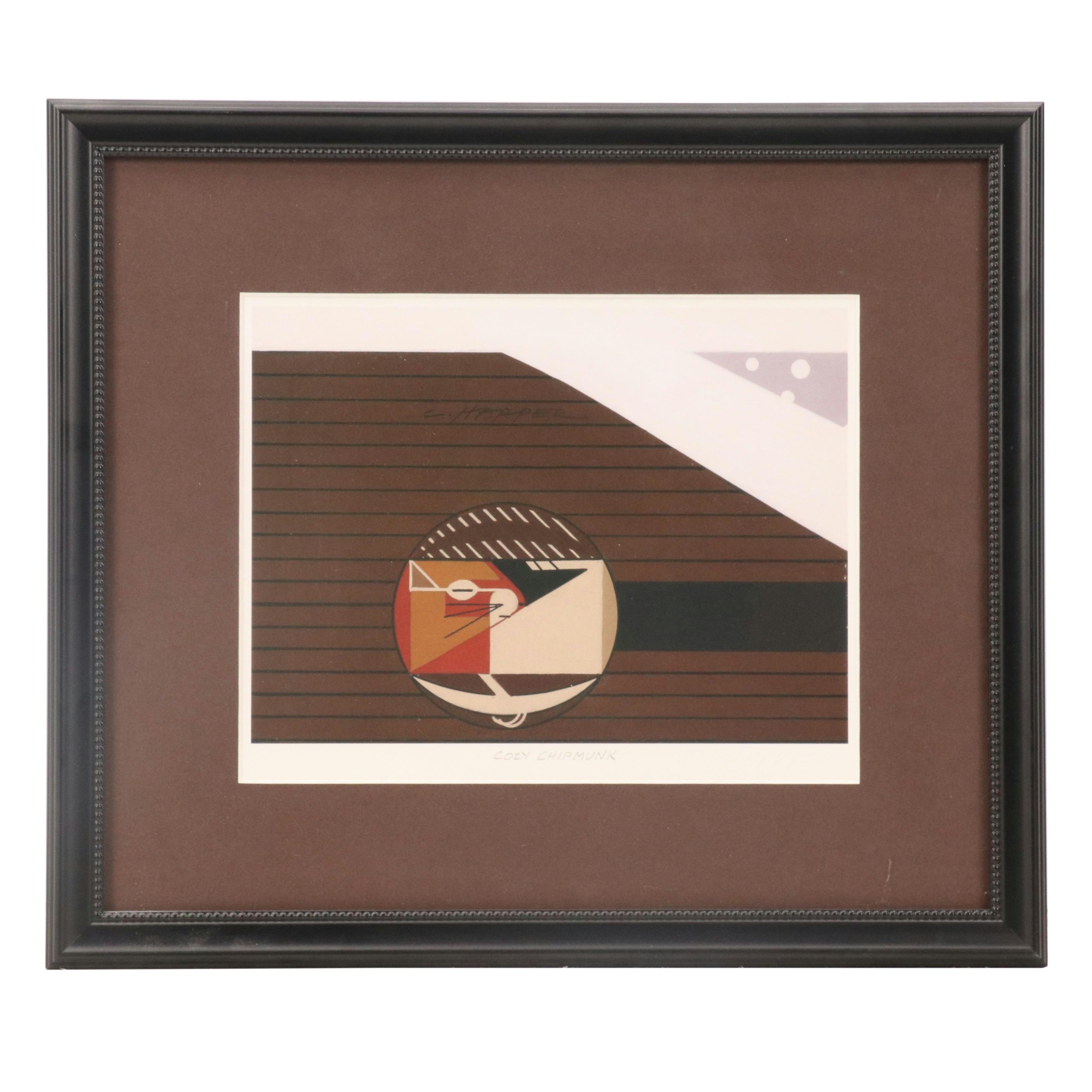 Charley Harper Offset Lithograph "Cozy Chipmunk"