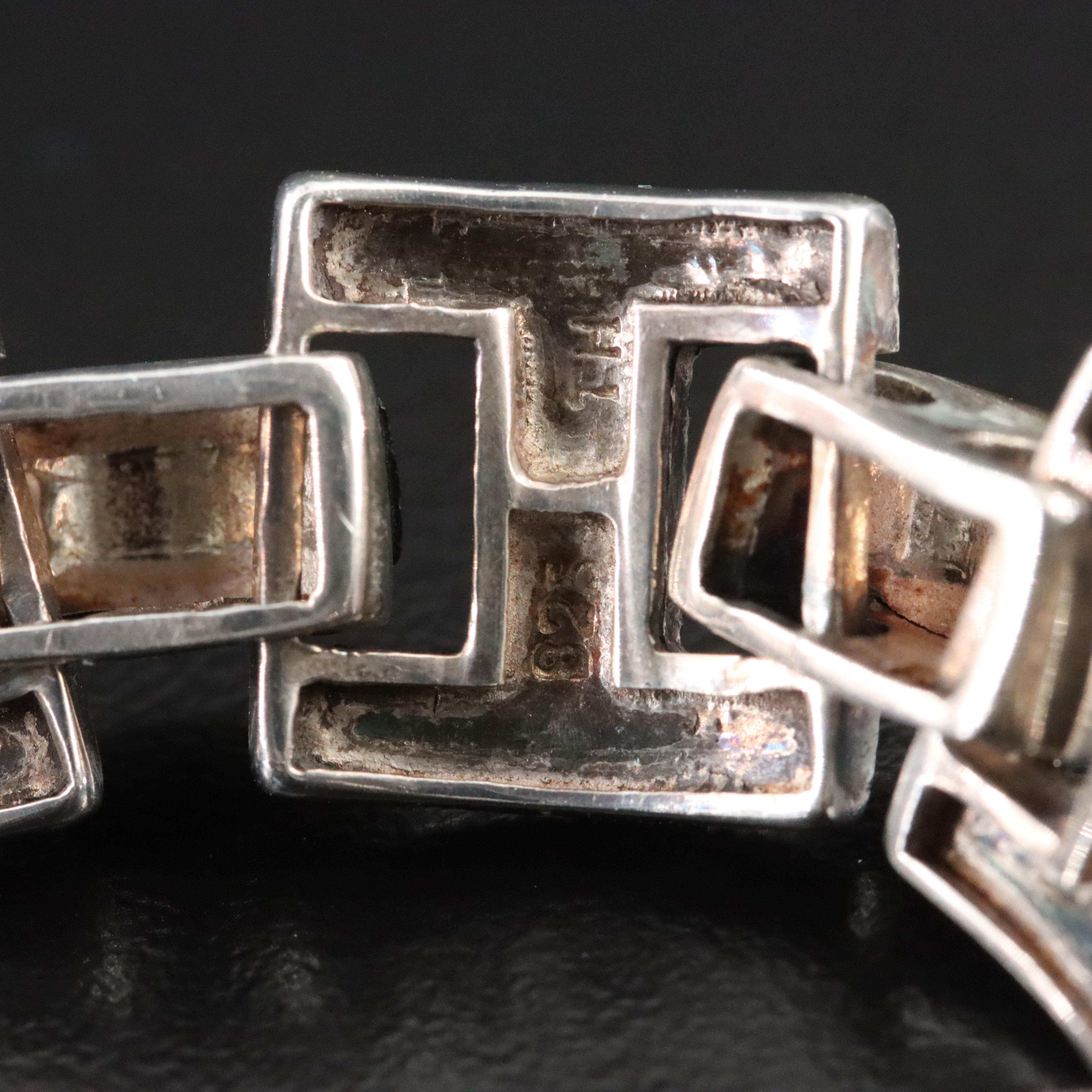 Sterling Black Onyx and Marcasite Bracelet