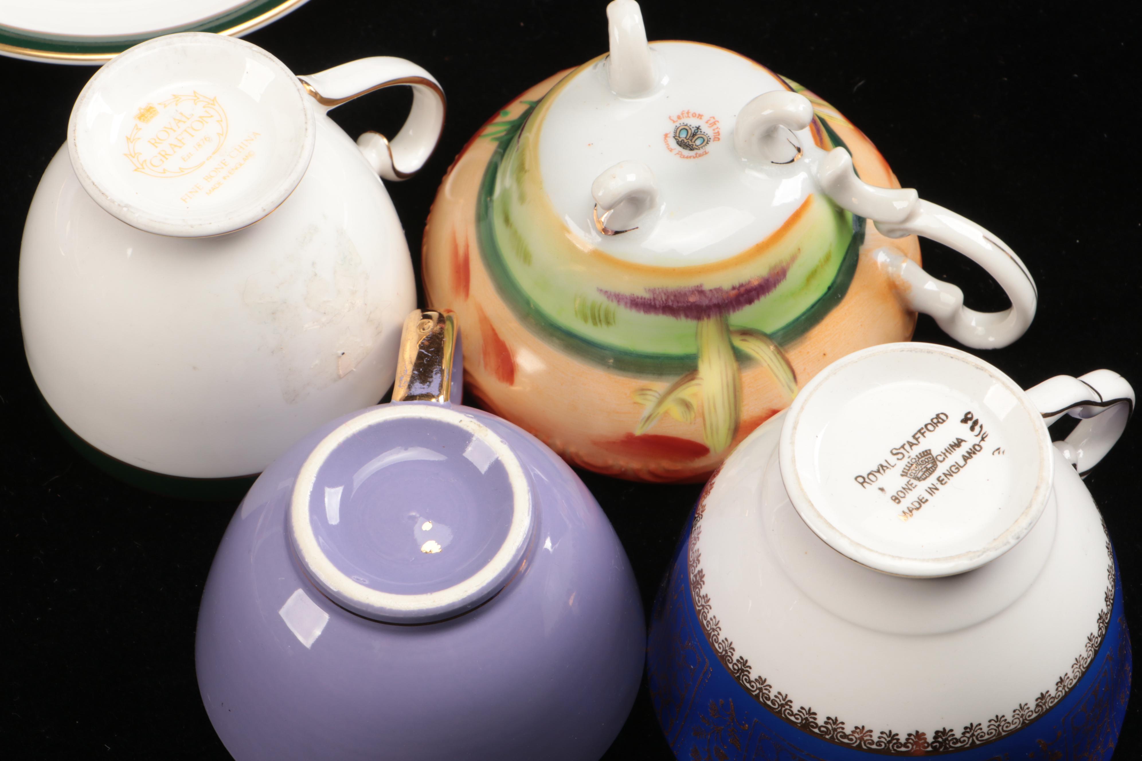 Art Deco Style Lusterware  Cups and Saucers with Other Table Accessories