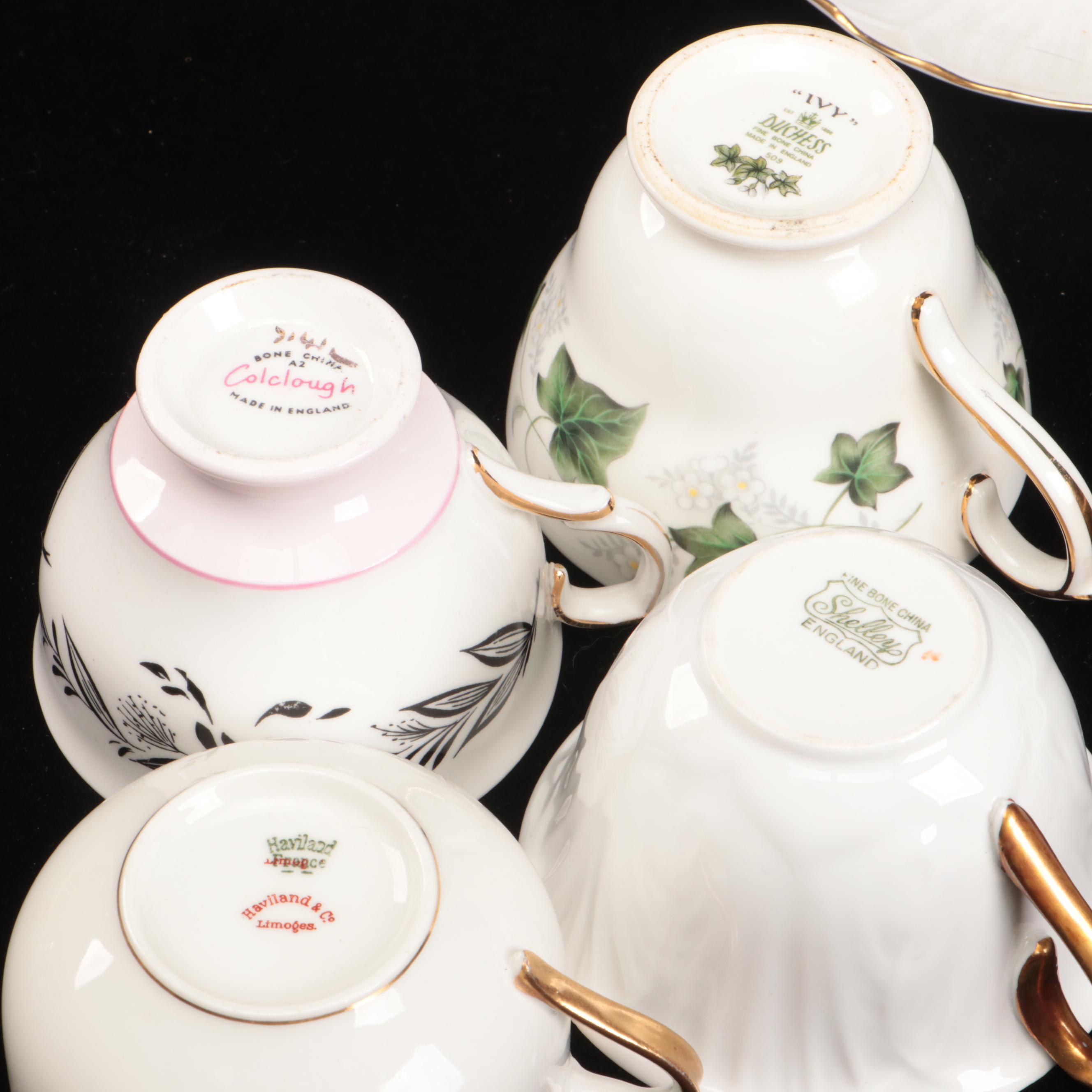 Art Deco Style Lusterware  Cups and Saucers with Other Table Accessories