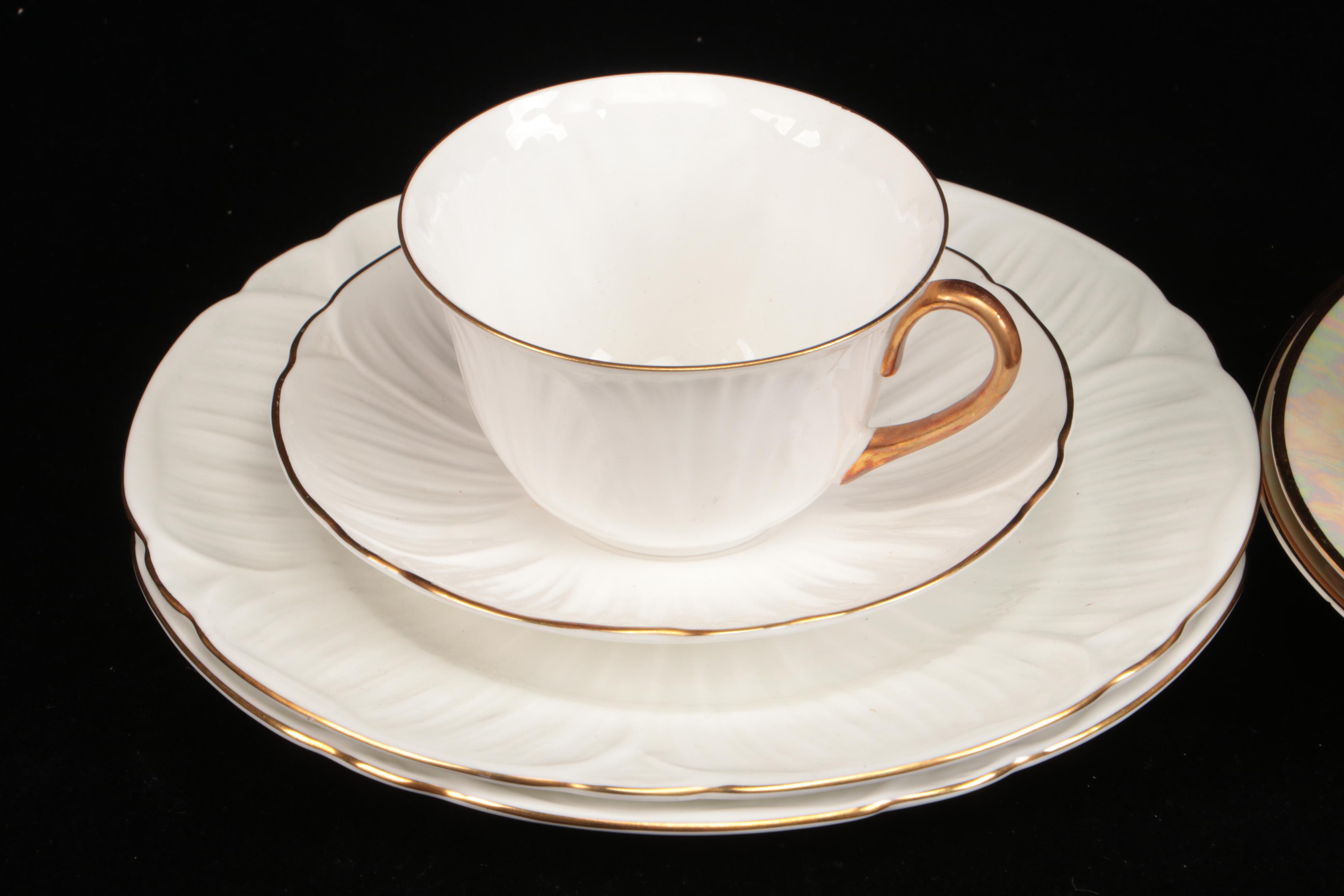 Art Deco Style Lusterware  Cups and Saucers with Other Table Accessories
