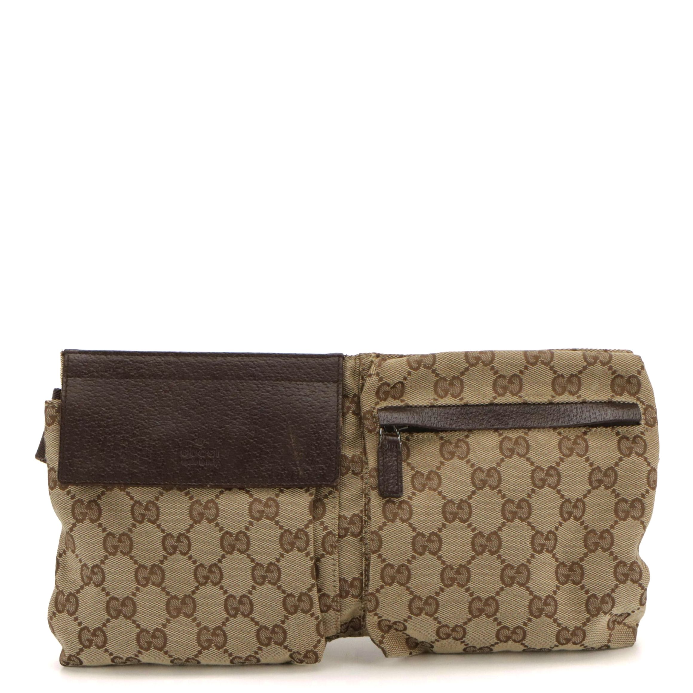 Gucci GG Jacquard Canvas and Cinghiale Leather Belt Bag