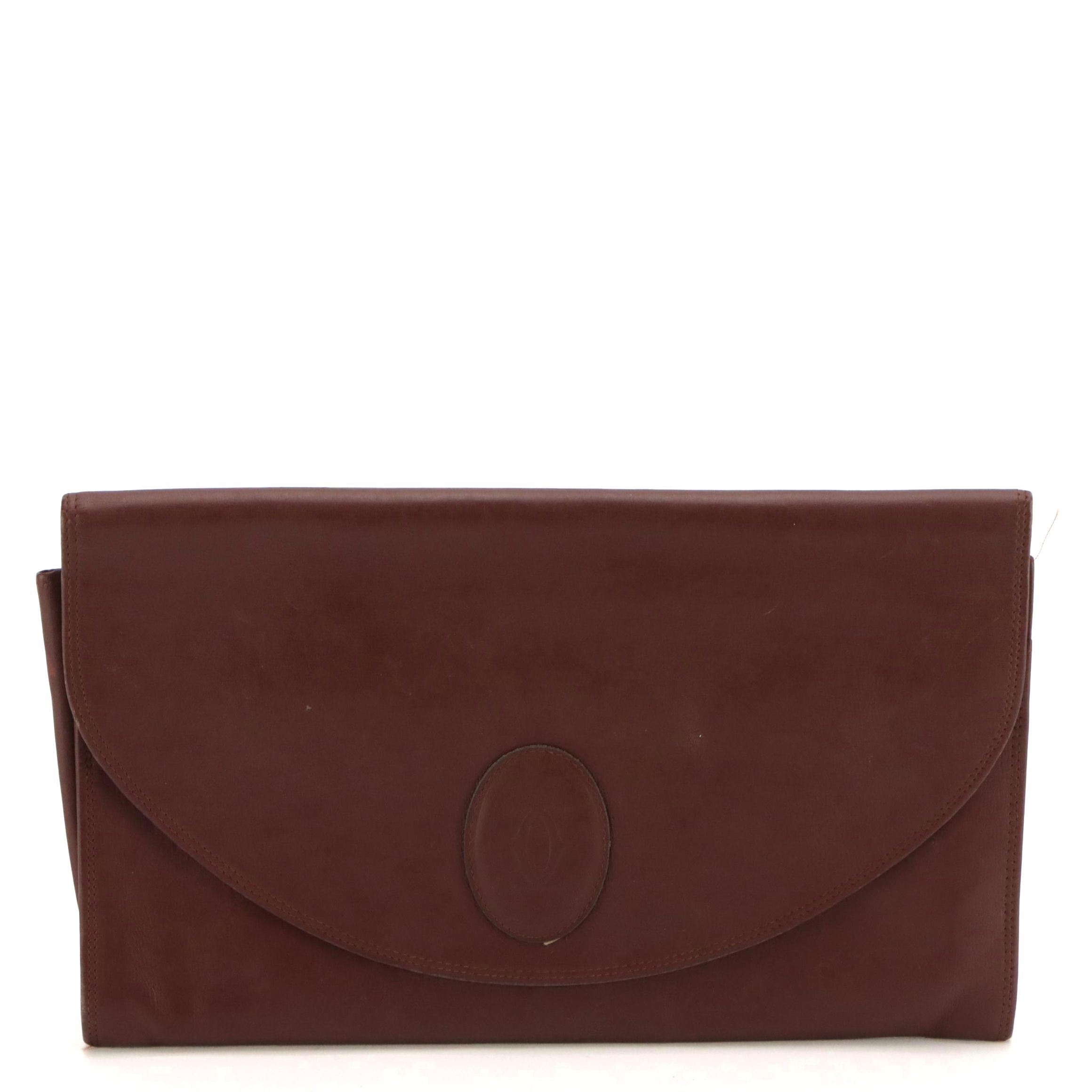 Cartier Les Must de Cartier Burgundy Leather Clutch