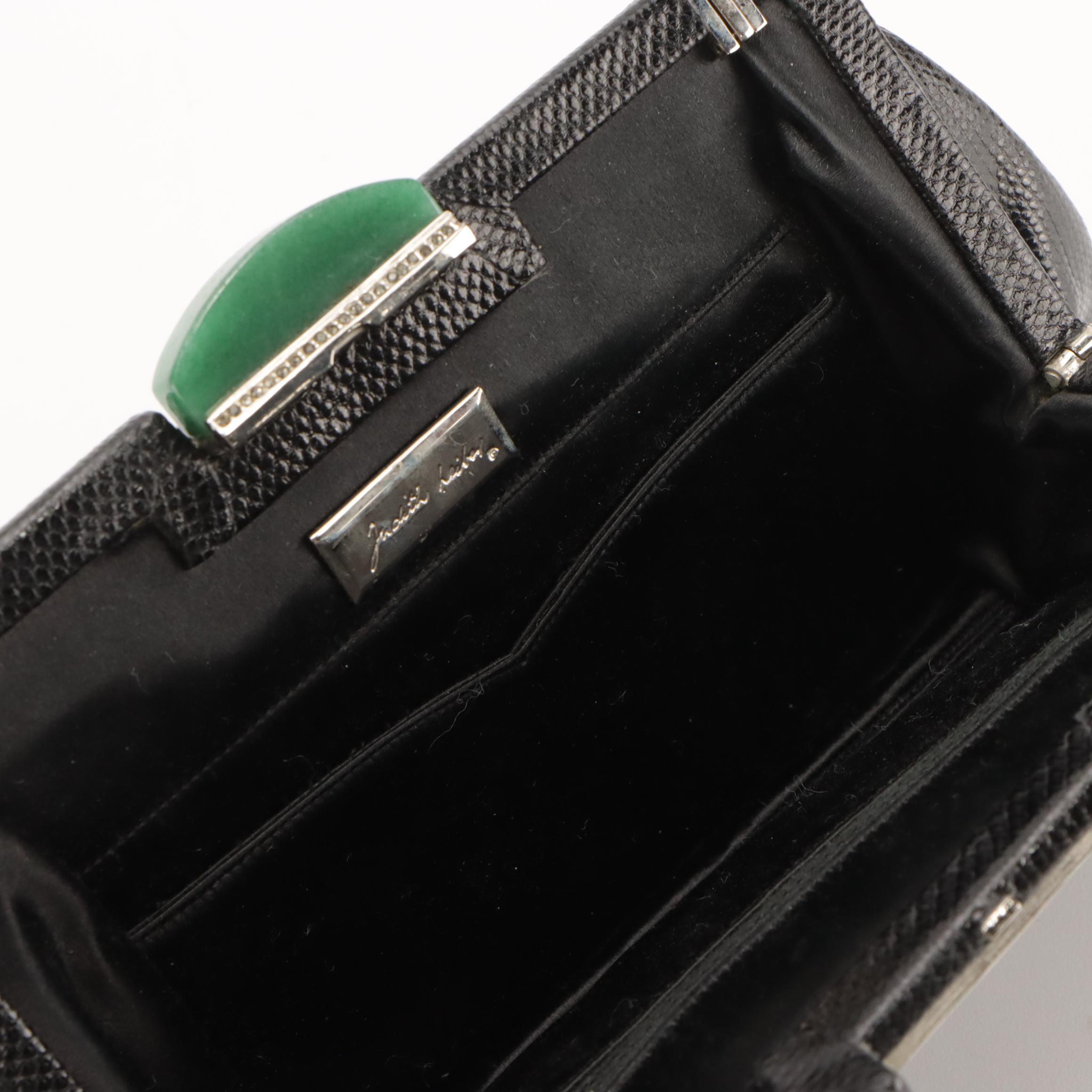 Judith Leiber Art Deco Gemstone Frame Lizard Skin Evening Bag with Accessories