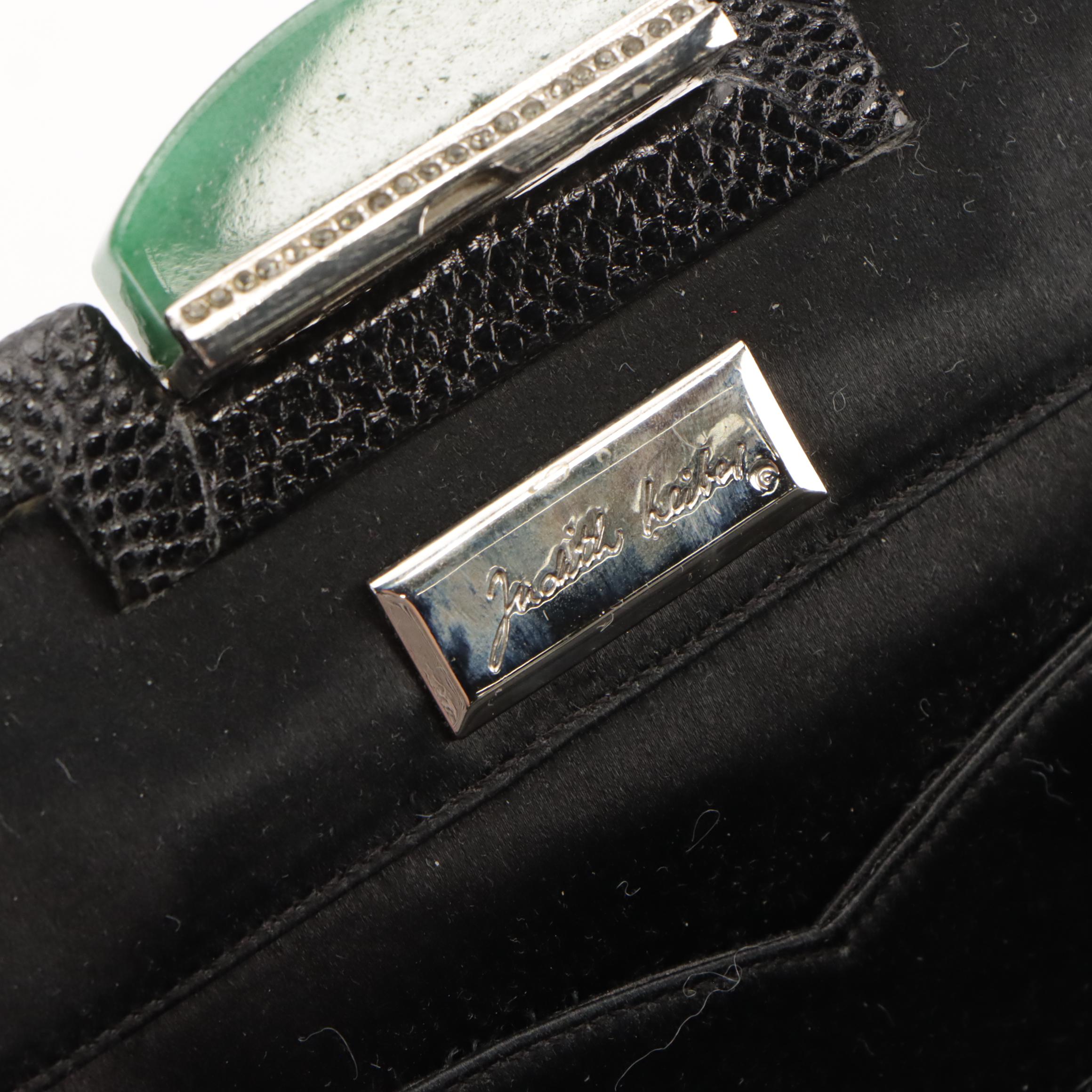 Judith Leiber Art Deco Gemstone Frame Lizard Skin Evening Bag with Accessories