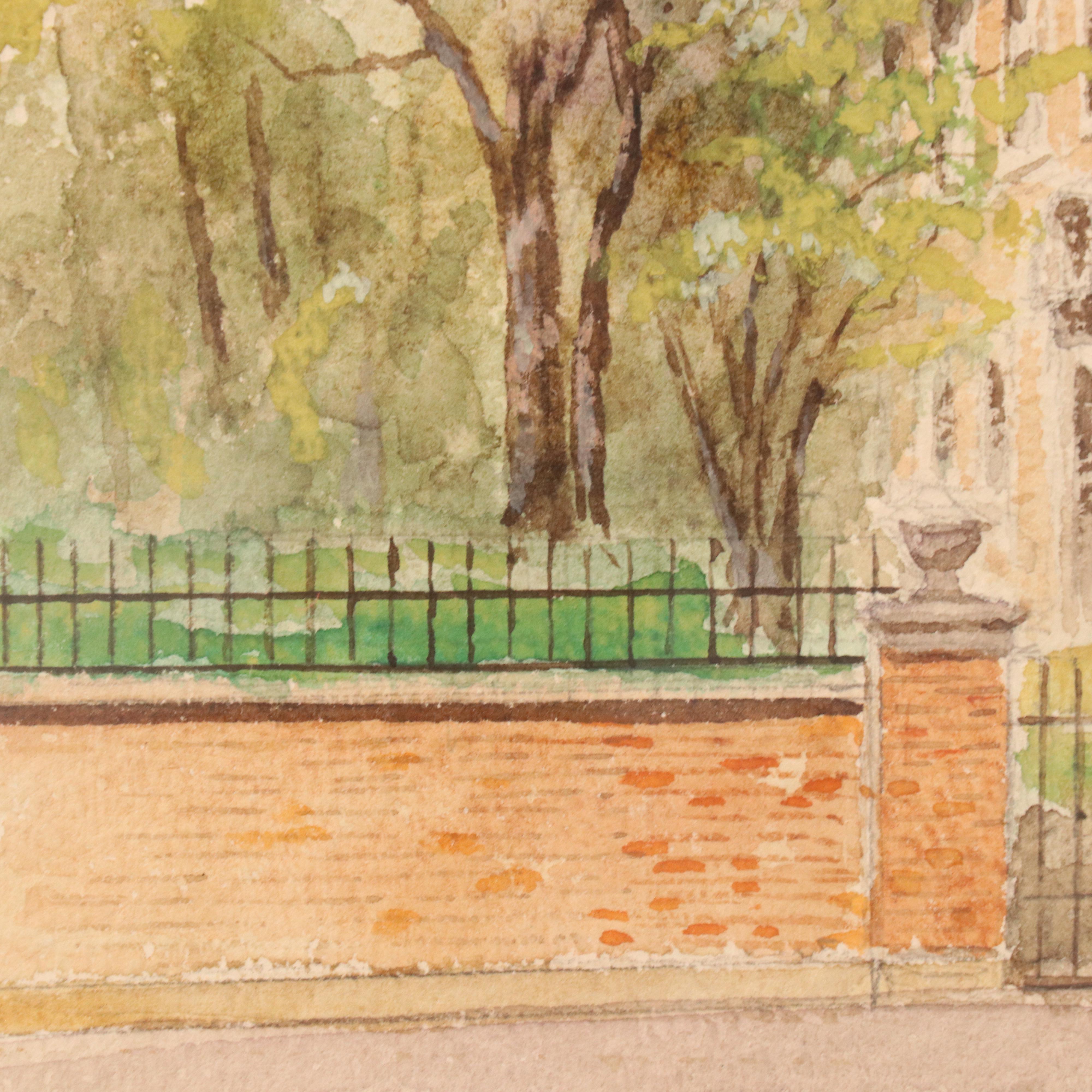 G. M. Gunsteens Watercolor Painting of a Church, Early 20th Century