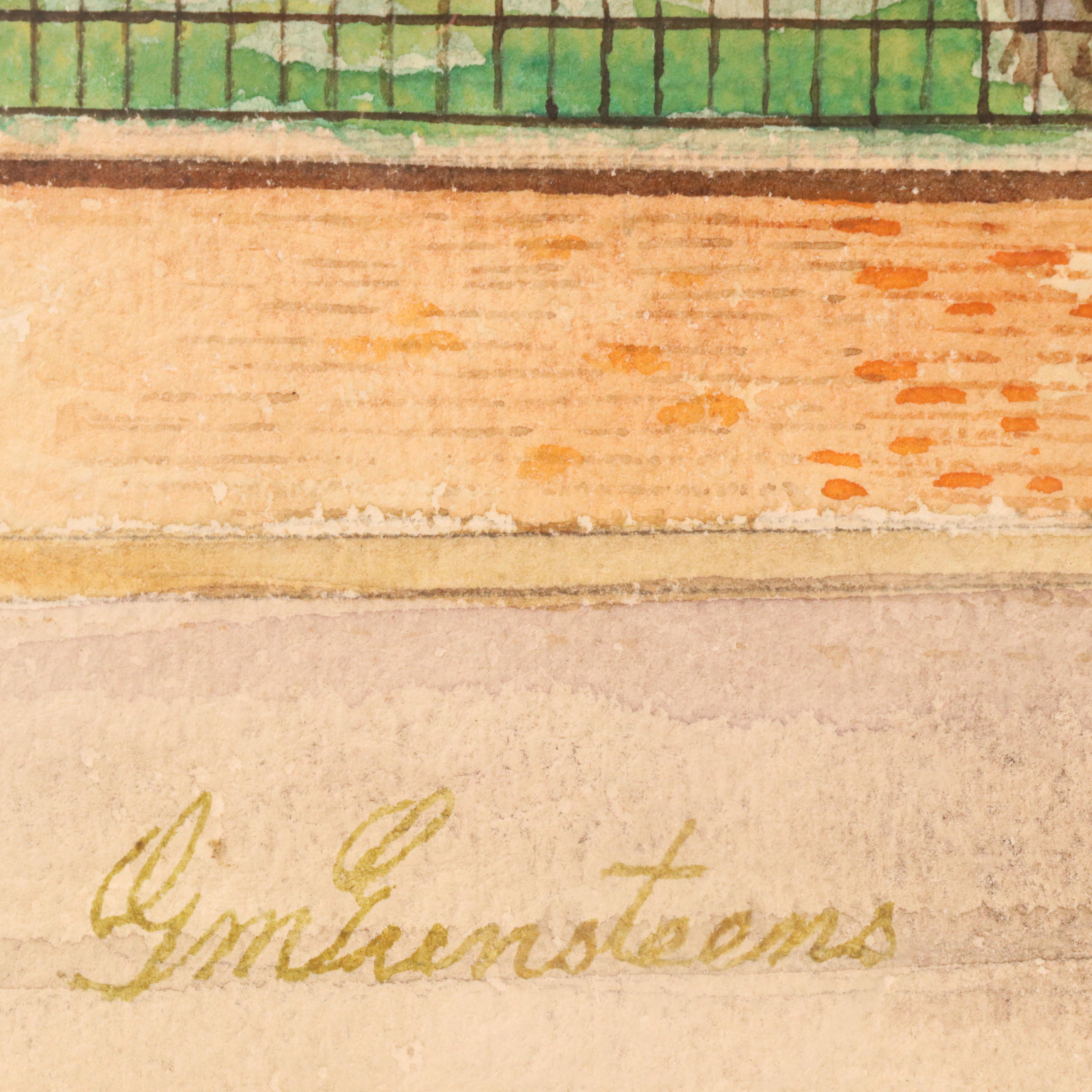 G. M. Gunsteens Watercolor Painting of a Church, Early 20th Century