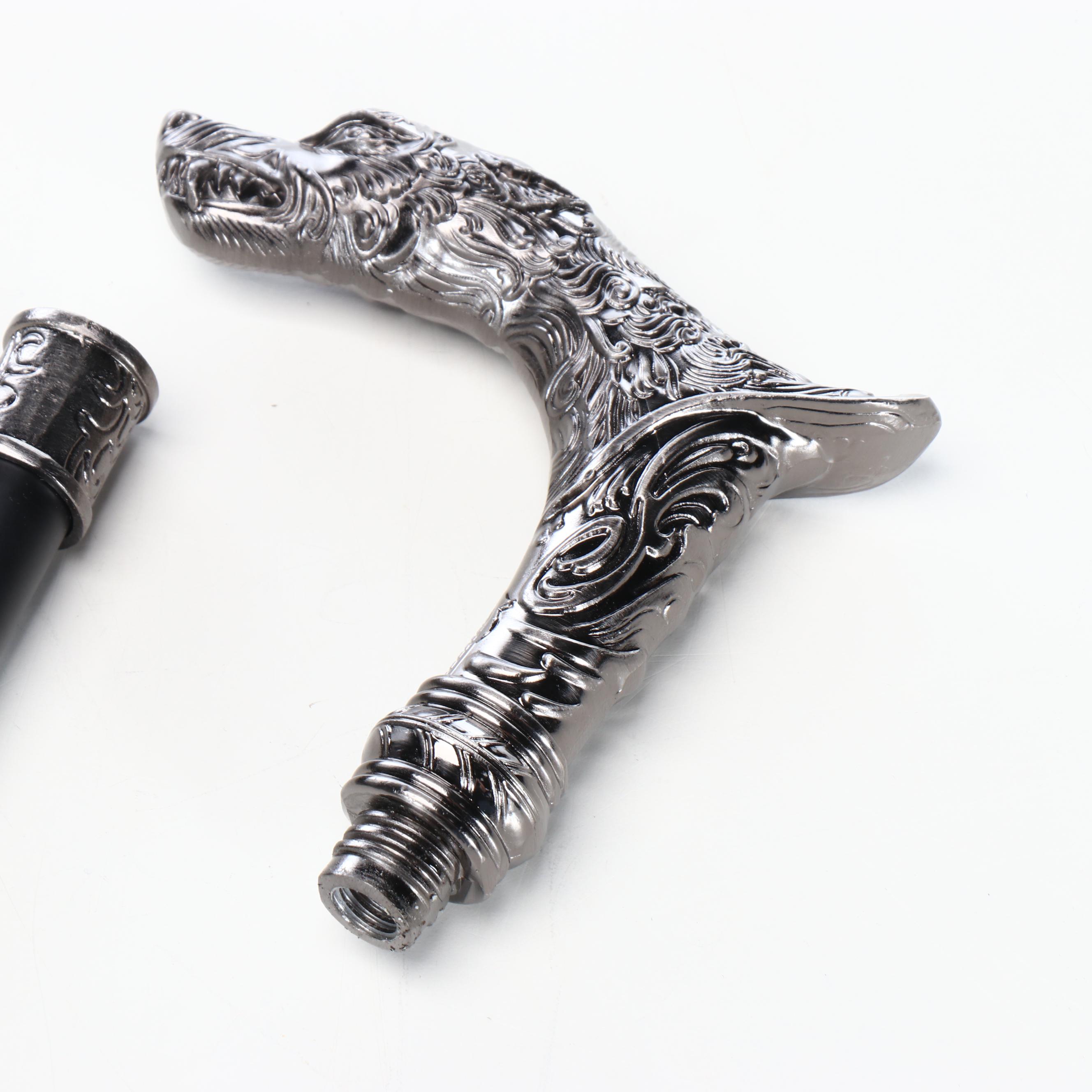 Wolf Head Derby-Handled Cane