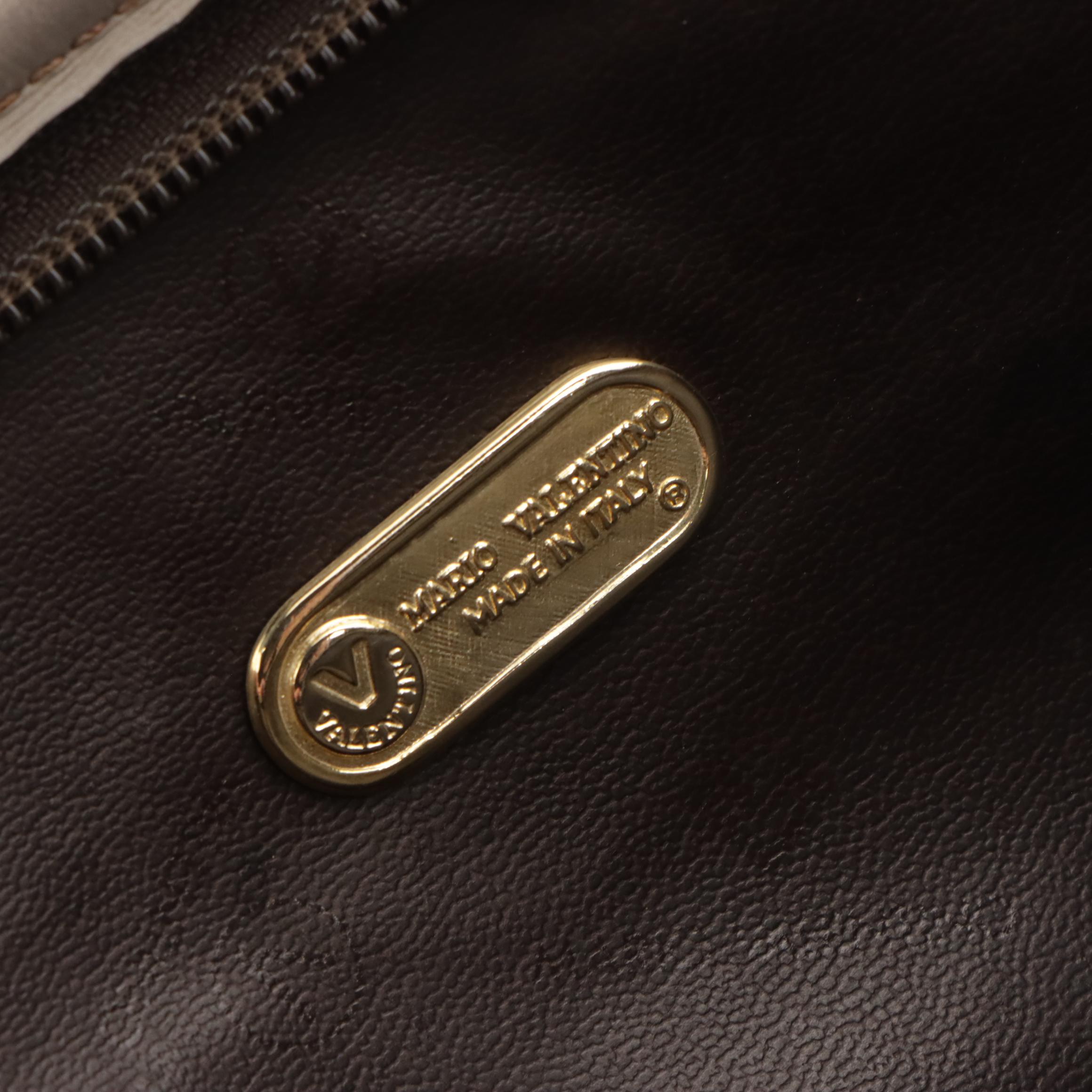 Mario Valentino Camera Bag and Zip Clutch in Logo Leather