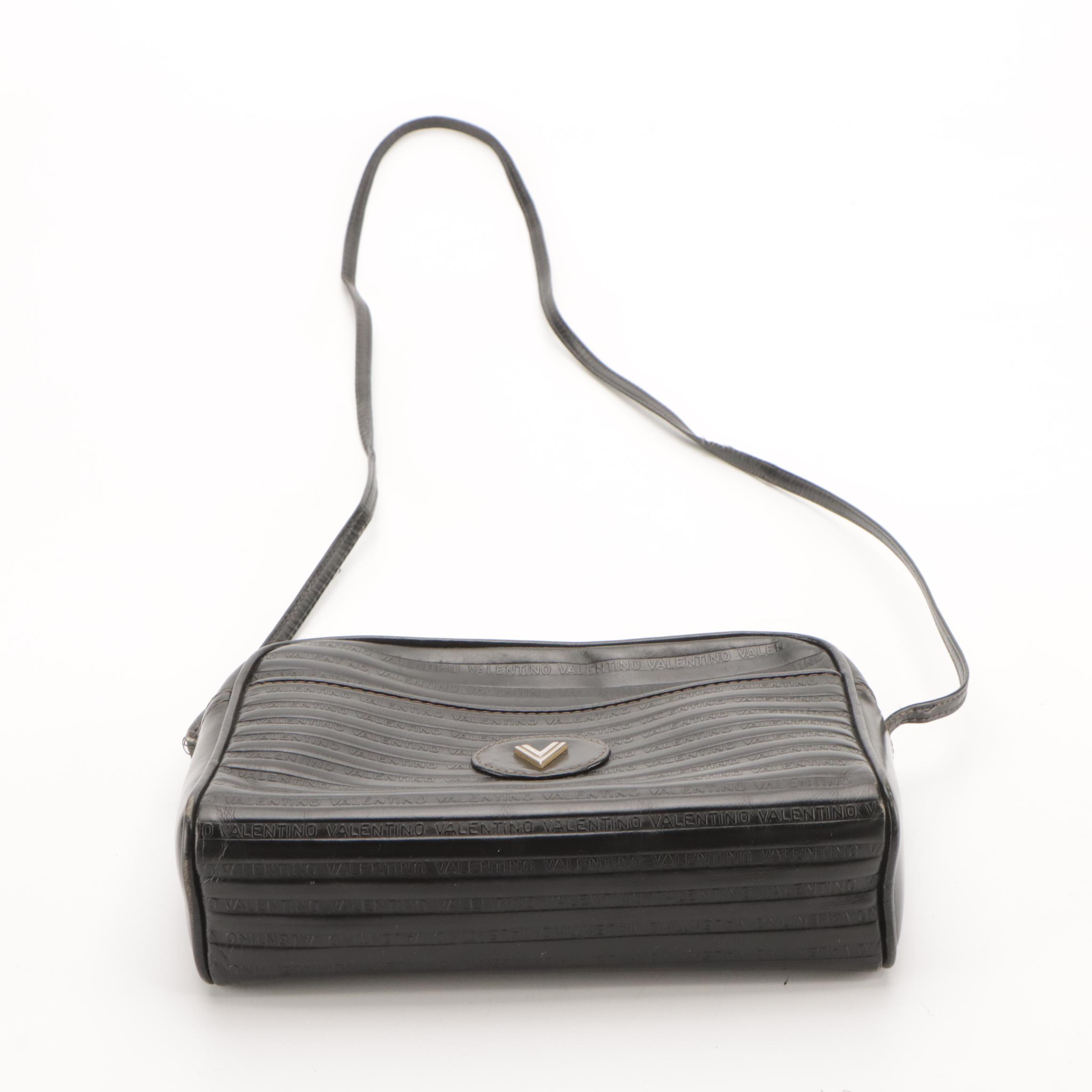 Mario Valentino Camera Bag and Zip Clutch in Logo Leather