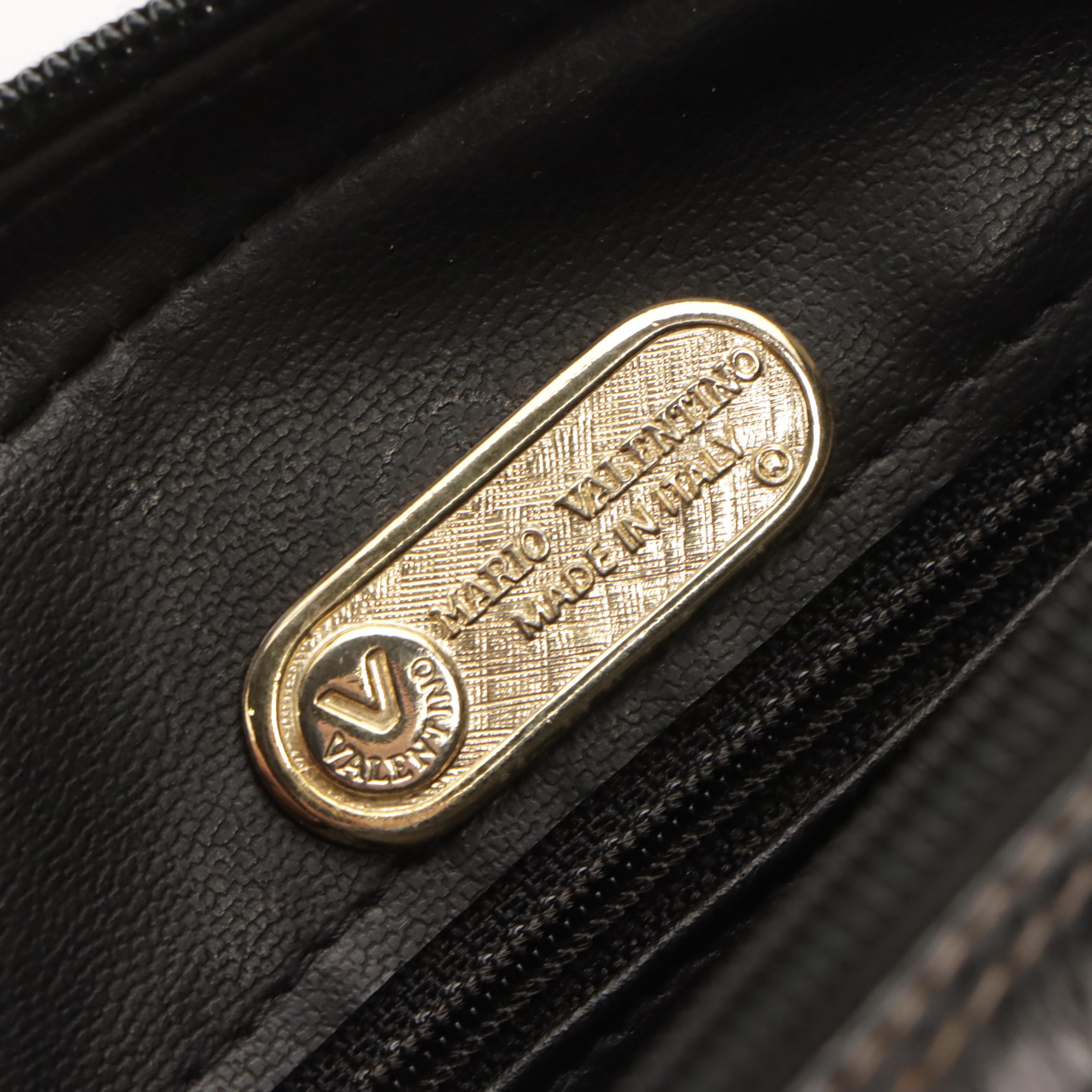 Mario Valentino Camera Bag and Zip Clutch in Logo Leather