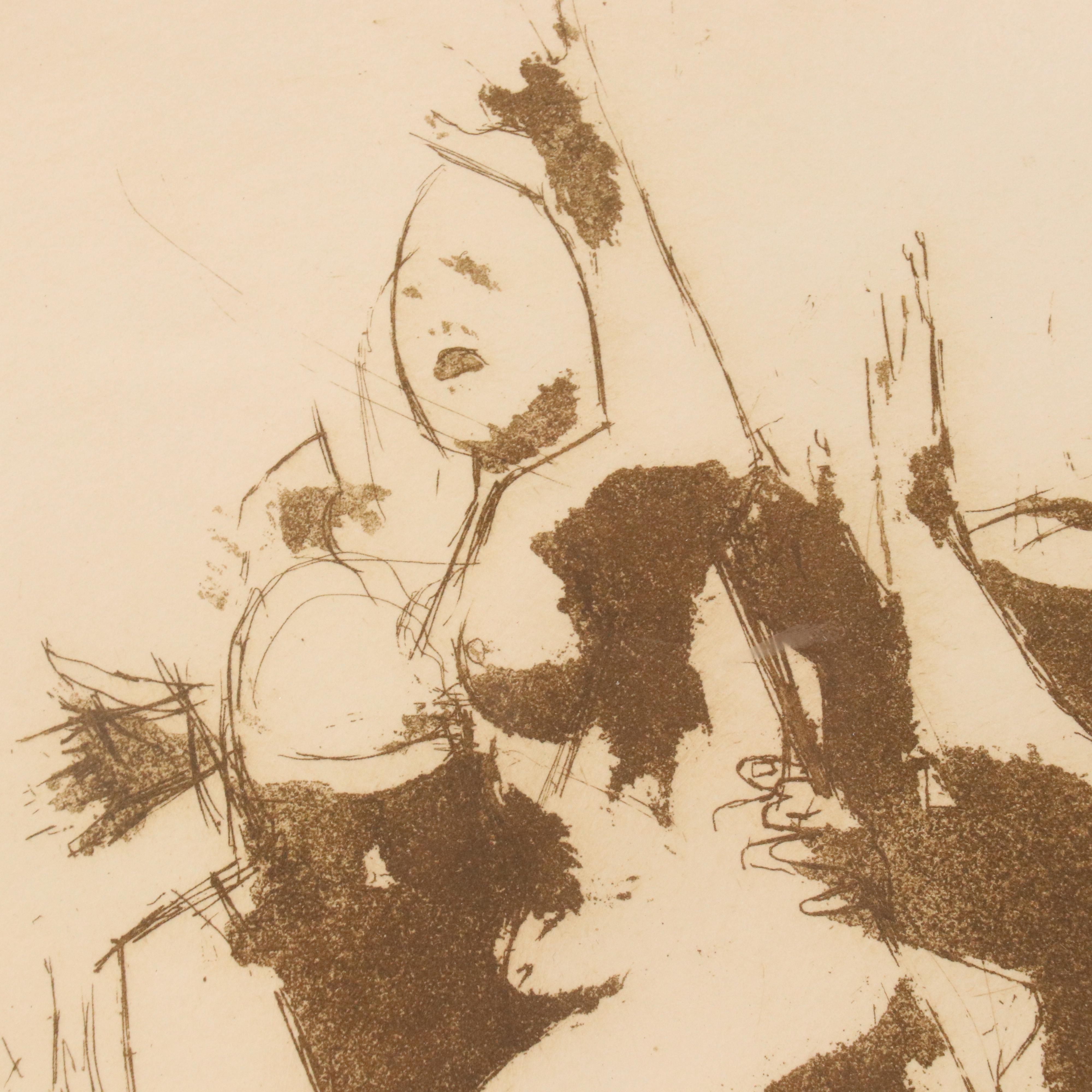 Jack Levine Figural Modern Aquatint