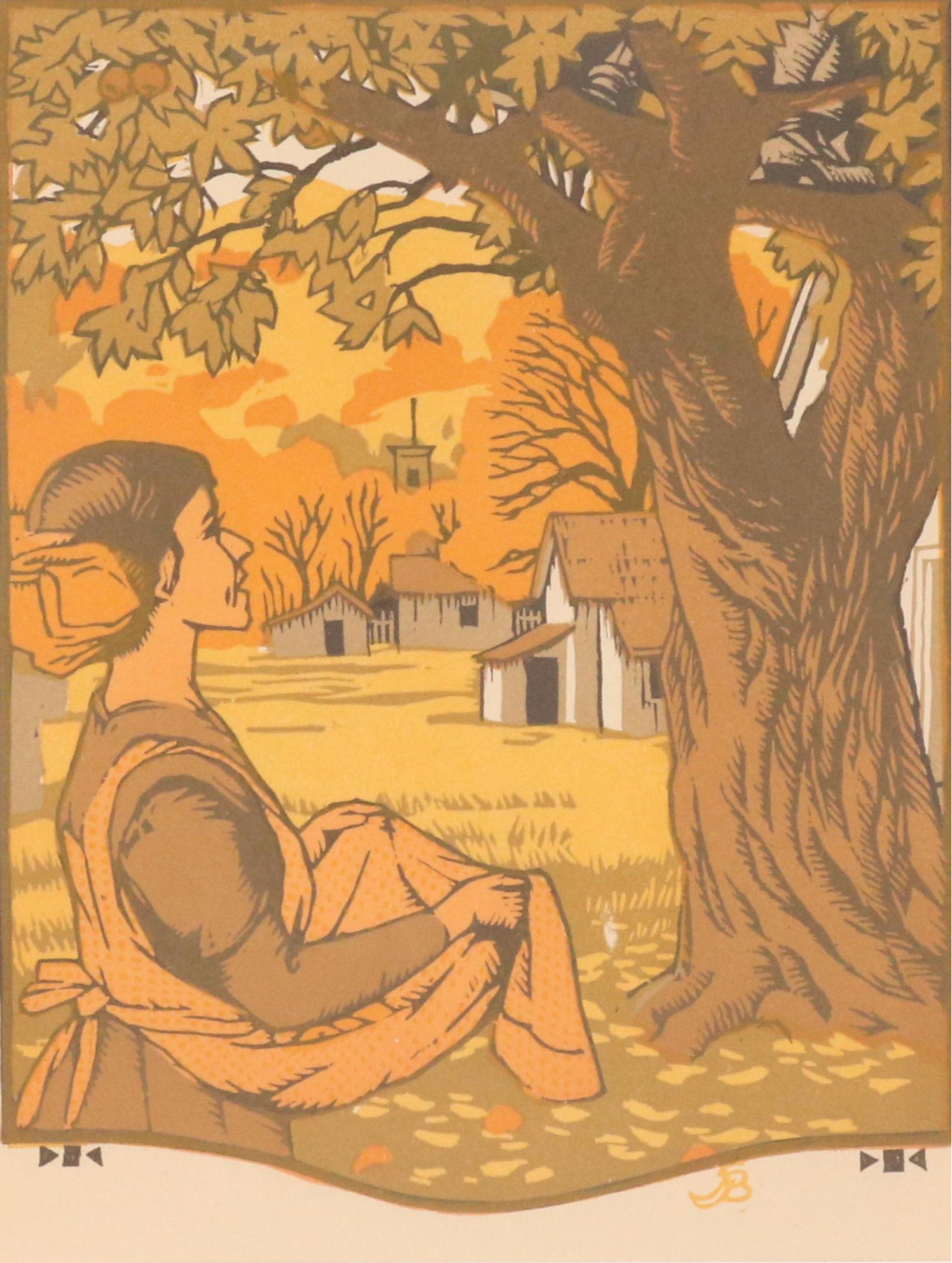 Gustave Baumann Woodcut "October" from "All the Year Round," 1912