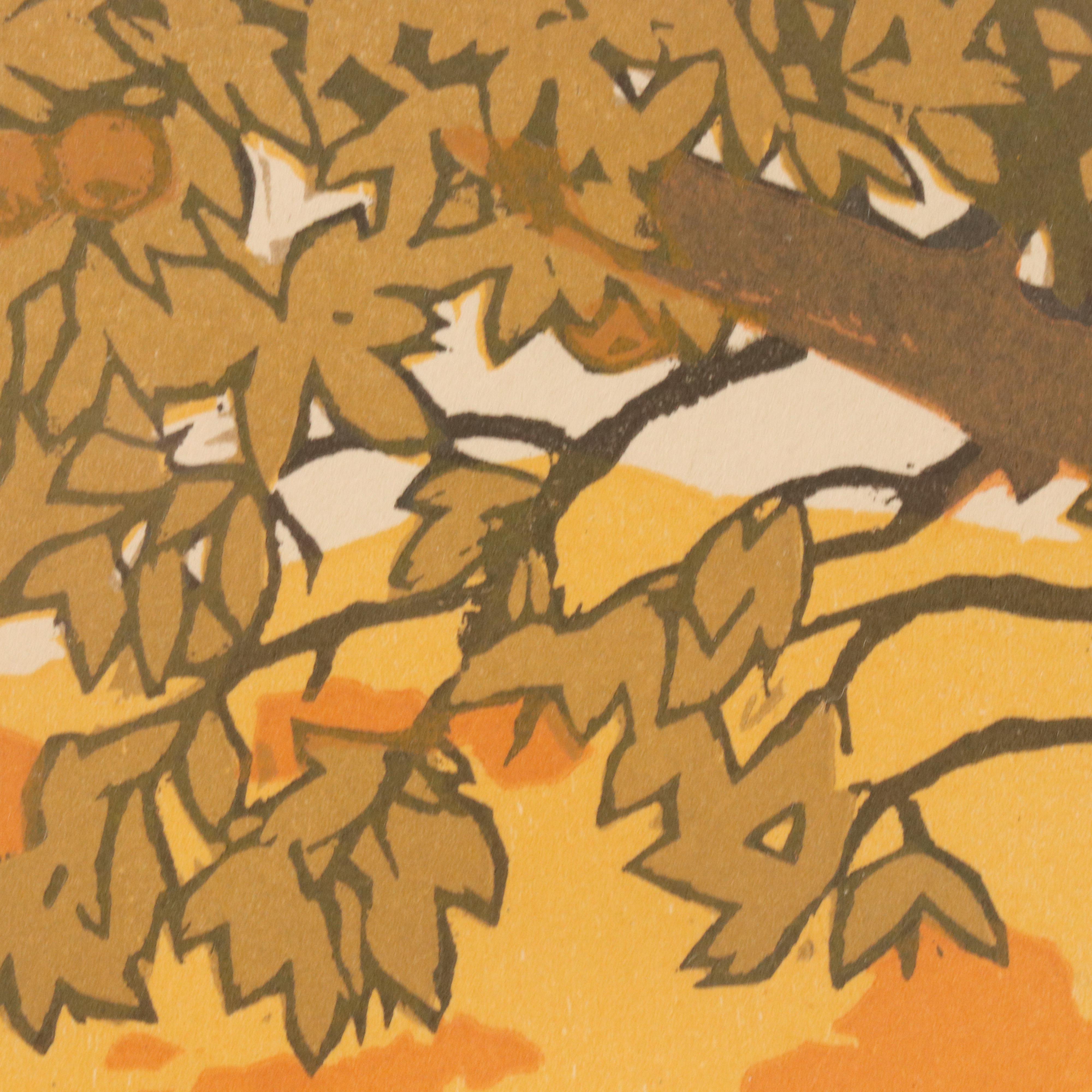 Gustave Baumann Woodcut "October" from "All the Year Round," 1912