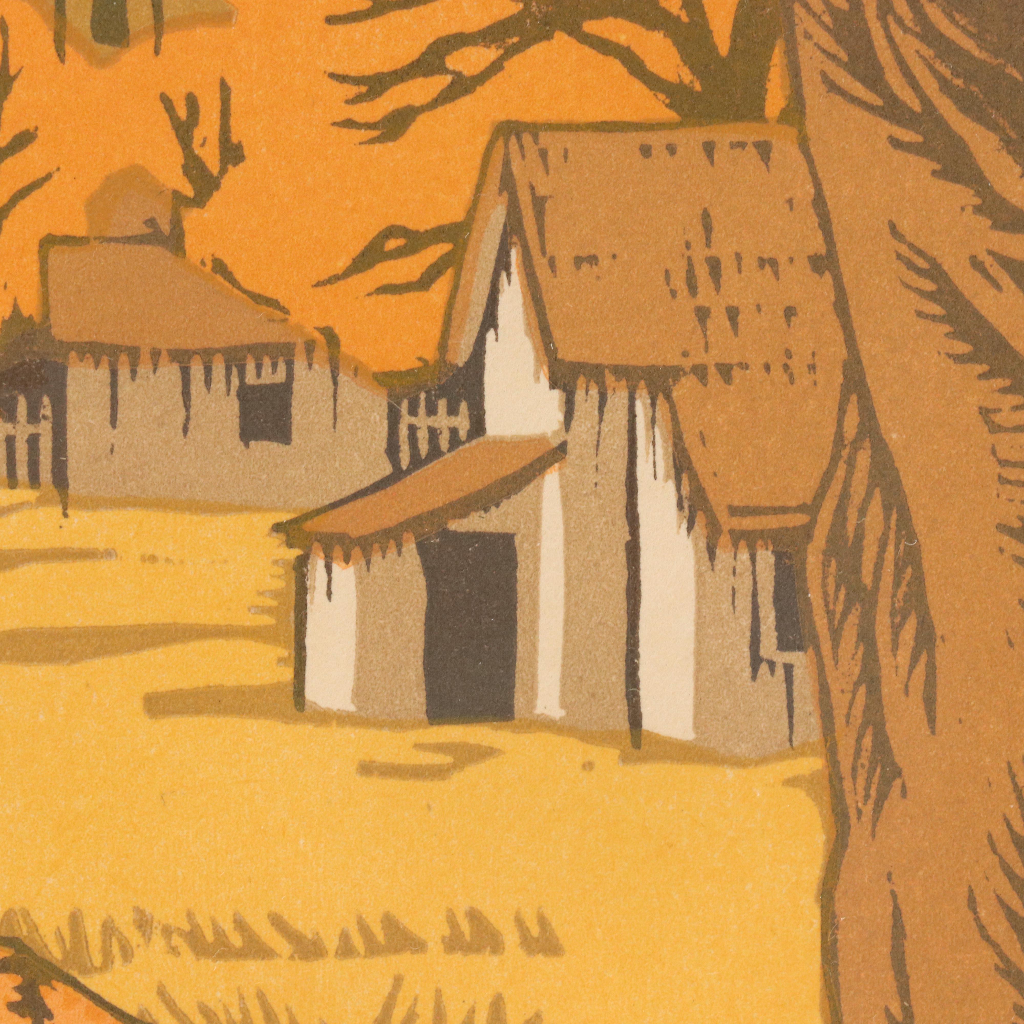 Gustave Baumann Woodcut "October" from "All the Year Round," 1912