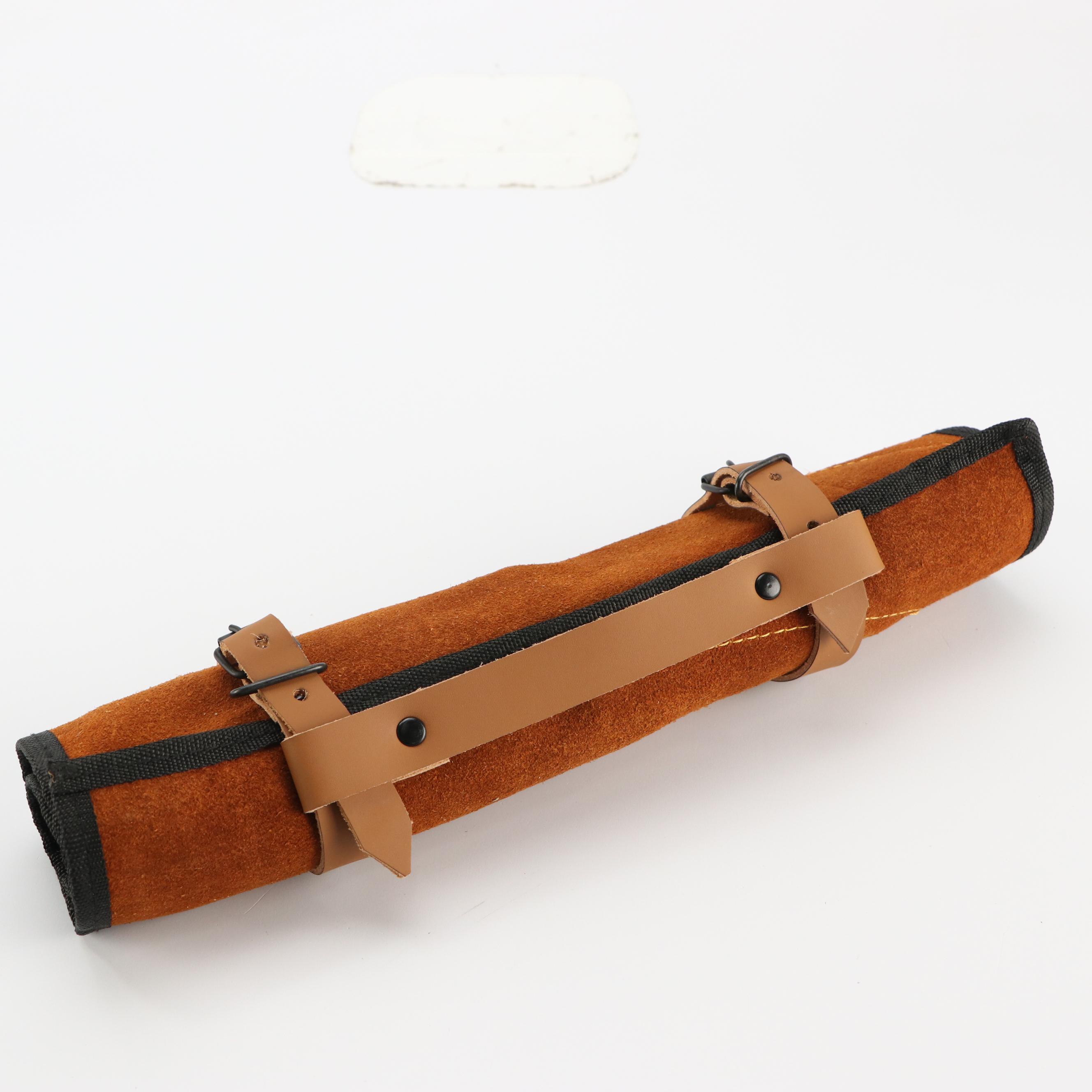 Damascus Steel and Composite Handled Chef's Knife Set in Suede Leather Scabbard