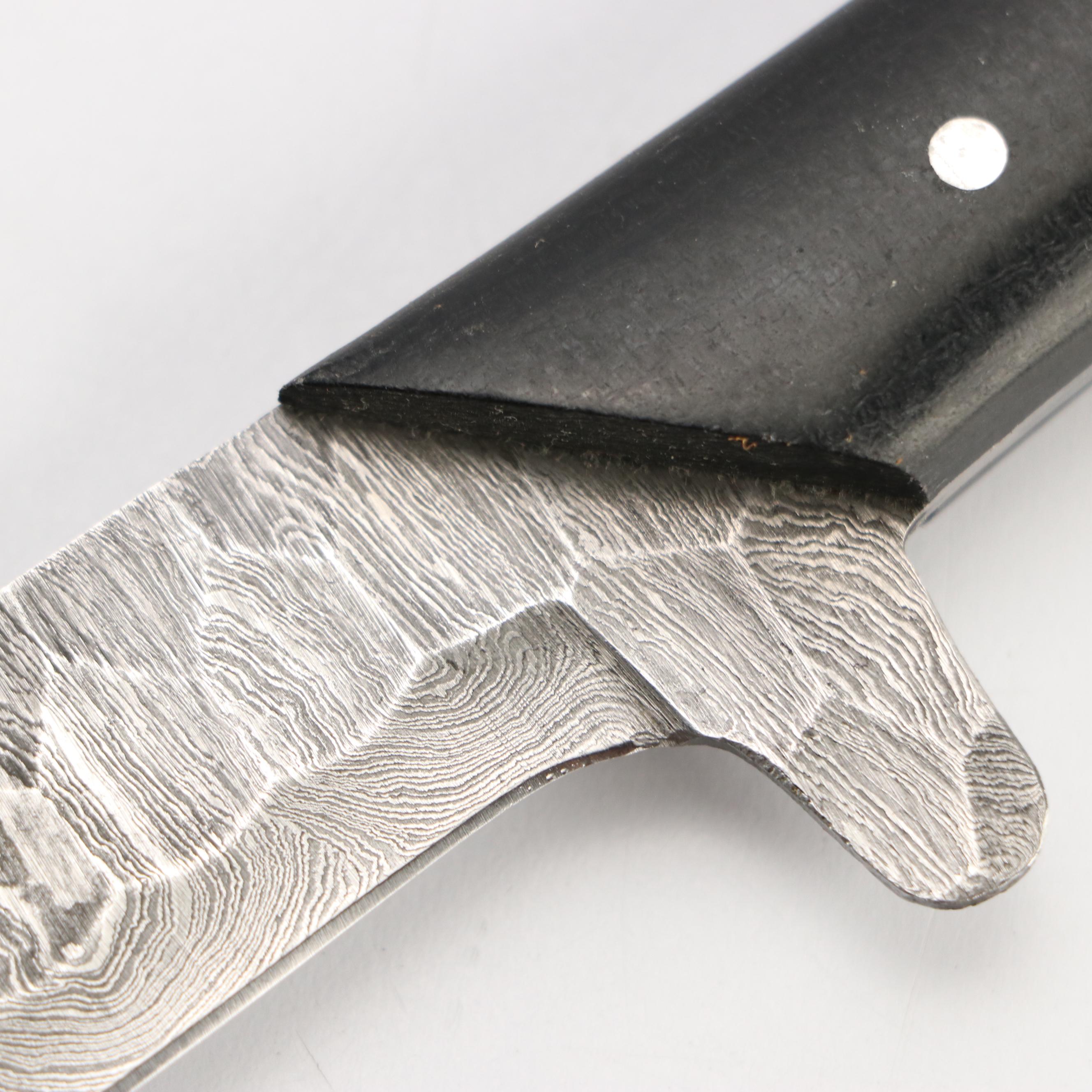 Damascus Steel and Composite Handled Chef's Knife Set in Suede Leather Scabbard