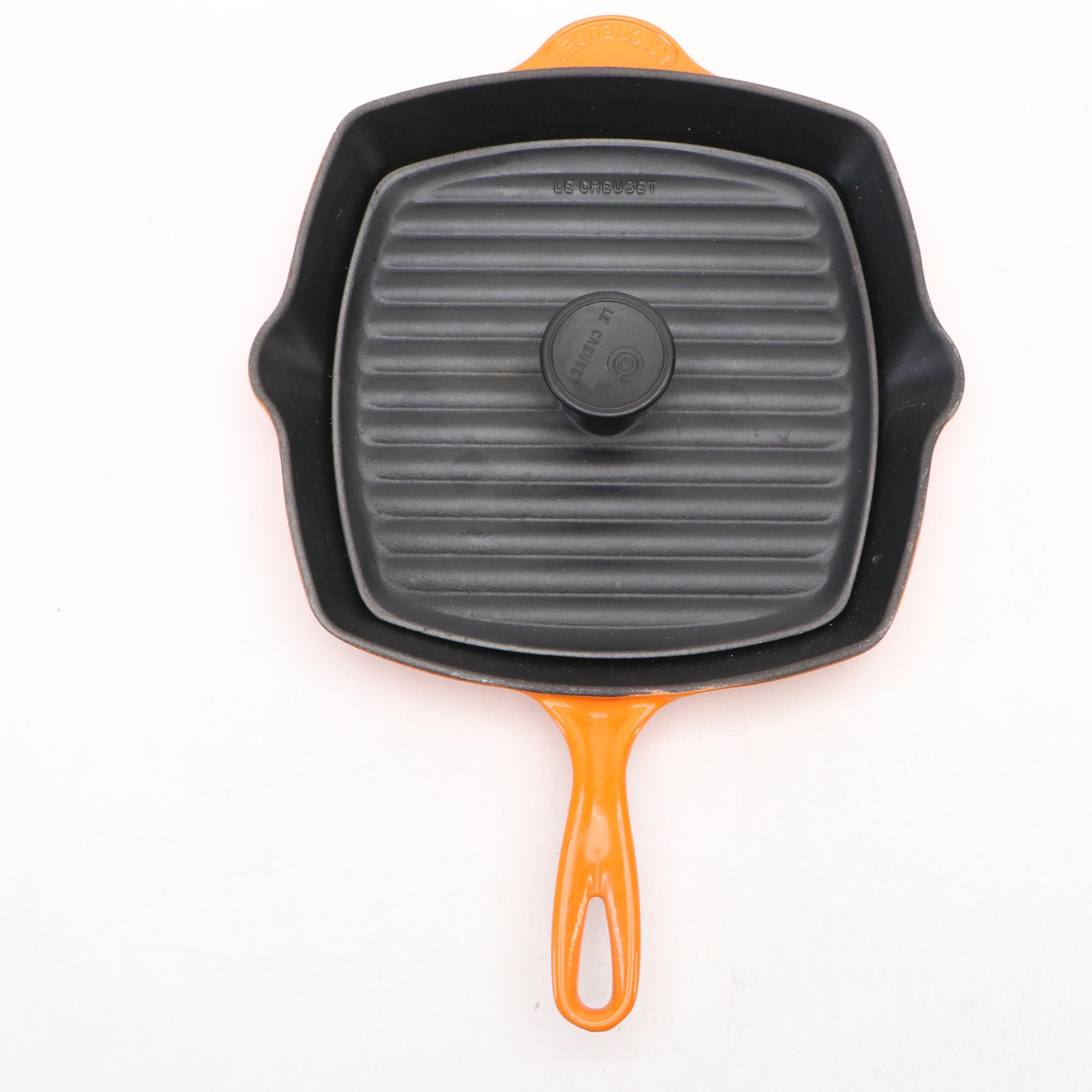 Le Creuset Enameled Cast Iron Grill Pan and Press