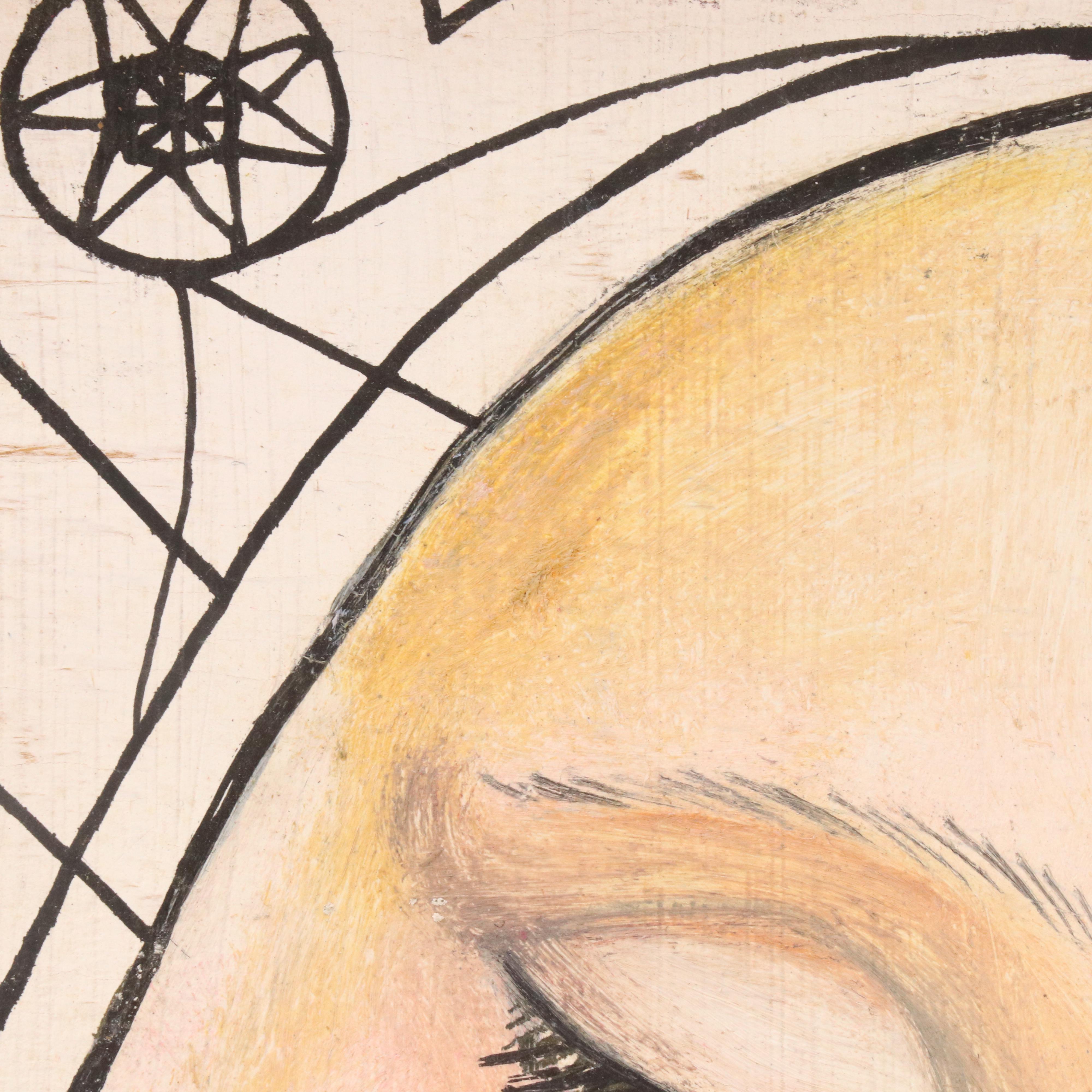 David Leonardo Mixed Media Stylized Portrait, 1991