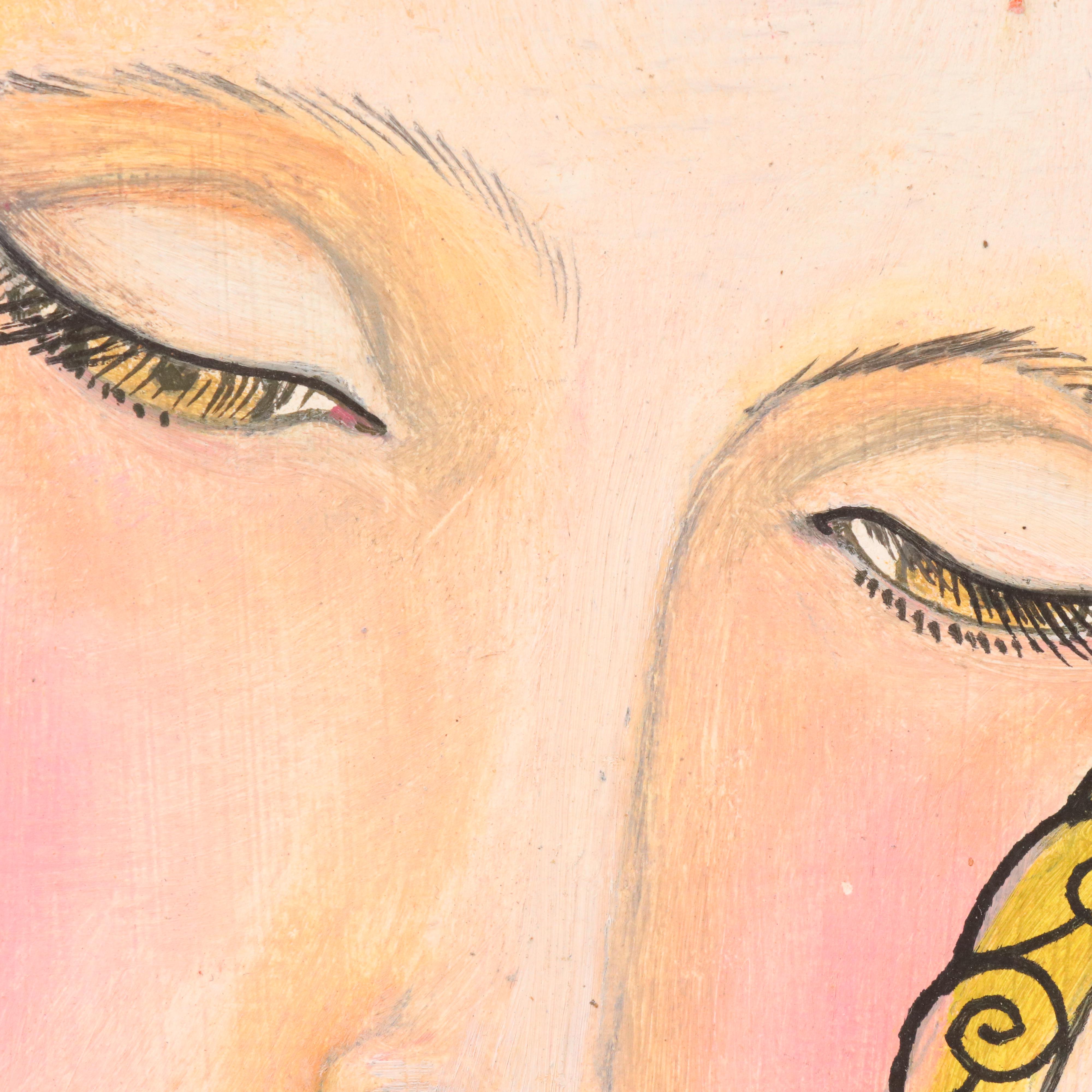 David Leonardo Mixed Media Stylized Portrait, 1991