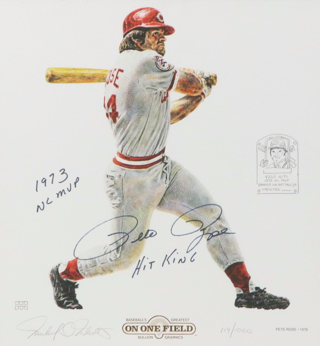 Pete Rose and Michael Mellett Signed Limited Edition Cincinnati Reds Print