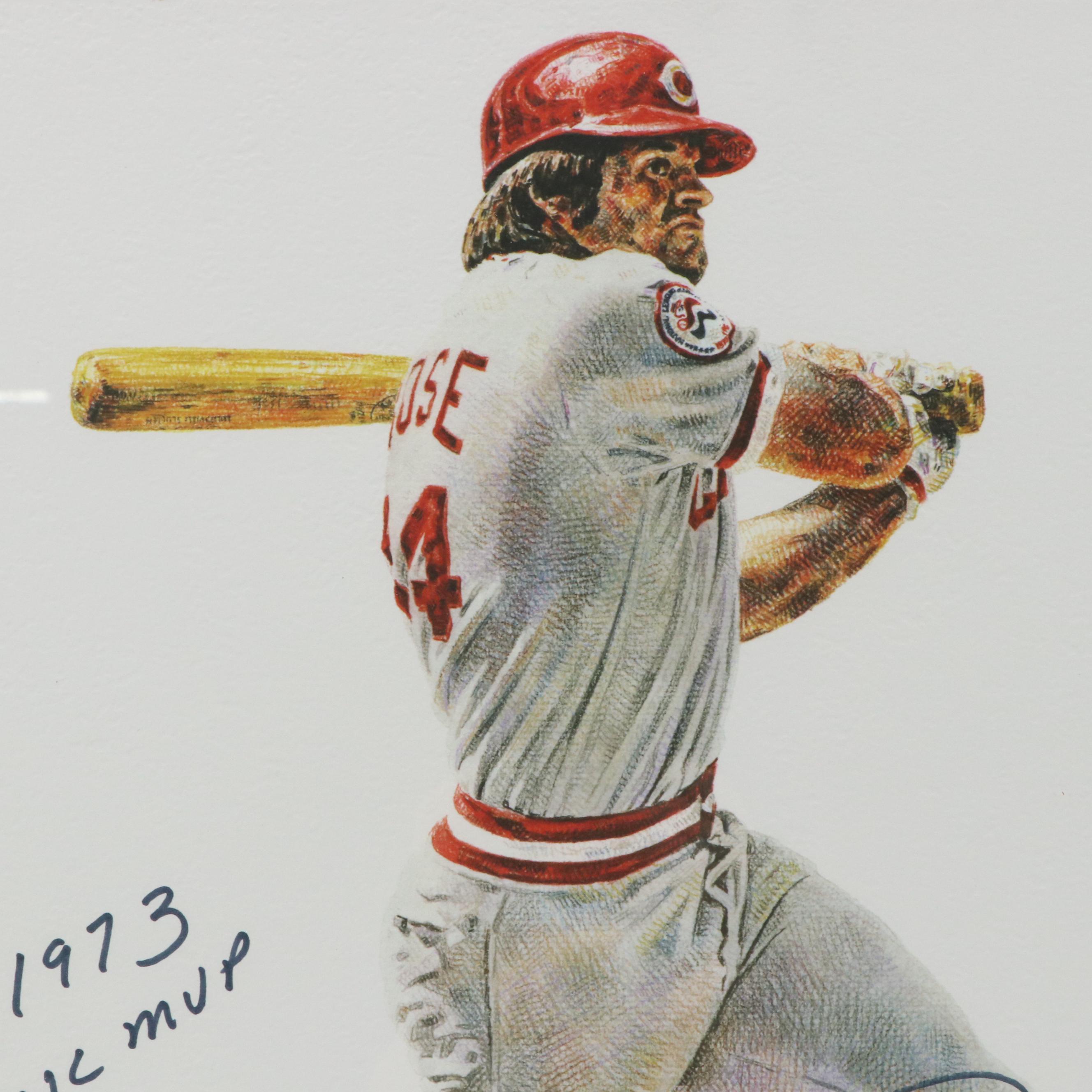 Pete Rose and Michael Mellett Signed Limited Edition Cincinnati Reds Print