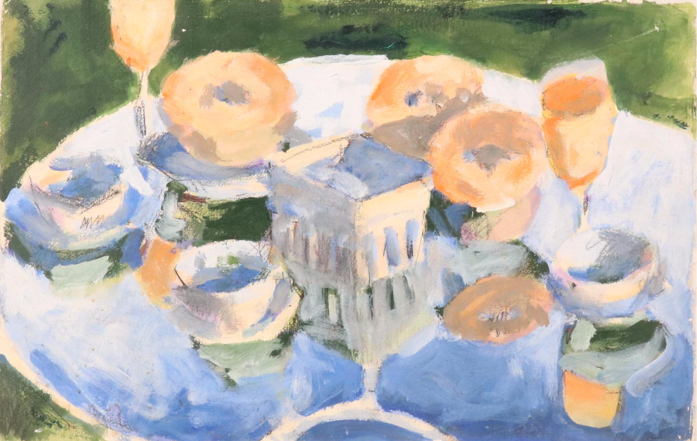 Modern Still Life Mixed Media Painting, Late 20th Century